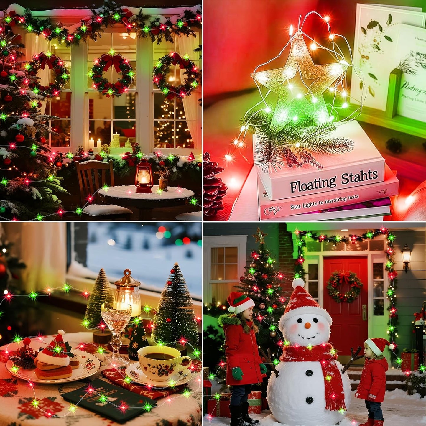 ZGWJ 24 Pack Christmas Fairy Lights Battery Operated, 7ft 20LED Mini Fairy String Lights Silver Wire 3 Modes Waterproof for Christmas Tree DIY, Parties, Bedroom Decorations Red&Green