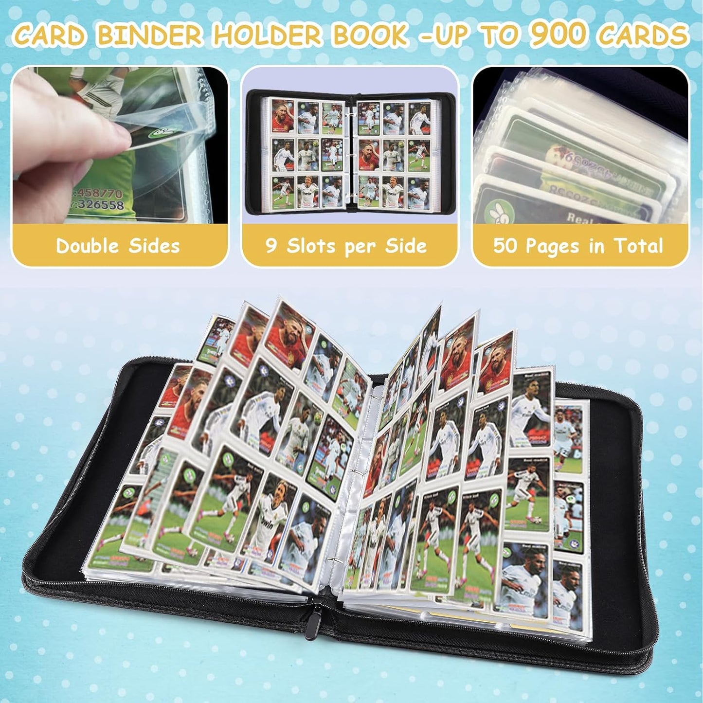 Trading Card Binder, Card Collection Binder Album Folder with 720 Side Loading Pockets, 9 Pocket Trading Card Album Folder for TGC,MTG, Baseball Cards, Yugioh