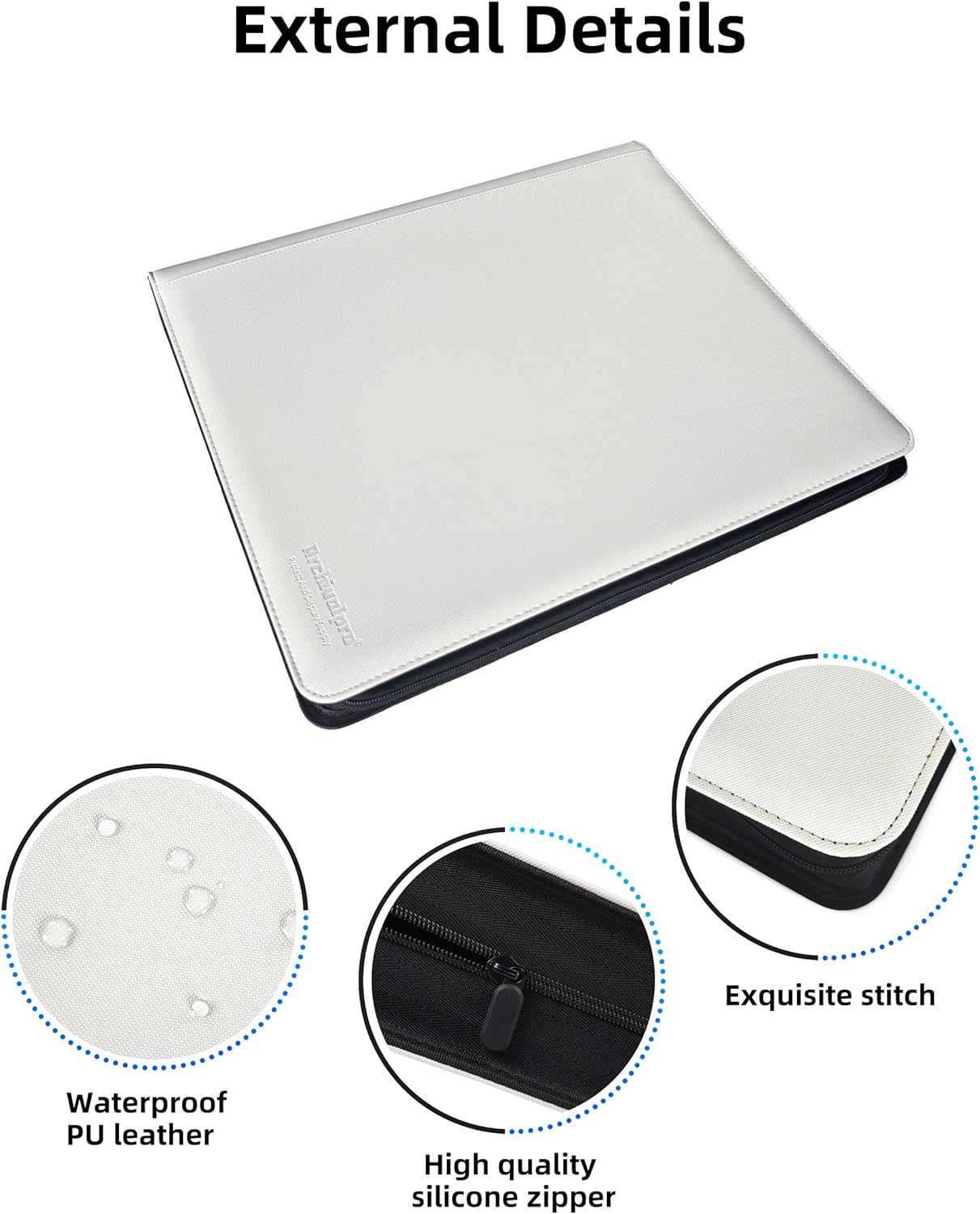 20 Pockets Premium Card Binder 1280 Cards Trading Card Binders Side Load Card Storage Display Album(20 Pocket 1280 Card Slot,White)