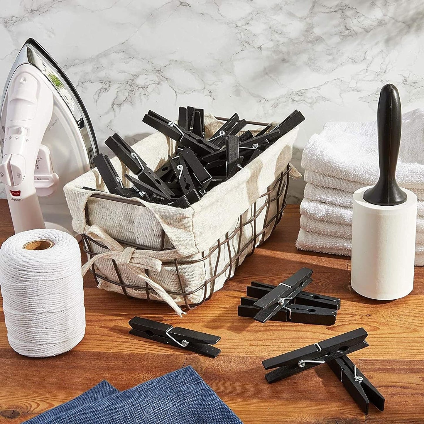 Juvale Wooden Clothespins - Indoor Laundry Hanging & Laundry Clips - Wooden Clothes Pins for Crafts & Photo Clips - Strong Spring Grip & Mini Clothespins - Pack of 100, 4 in, Black