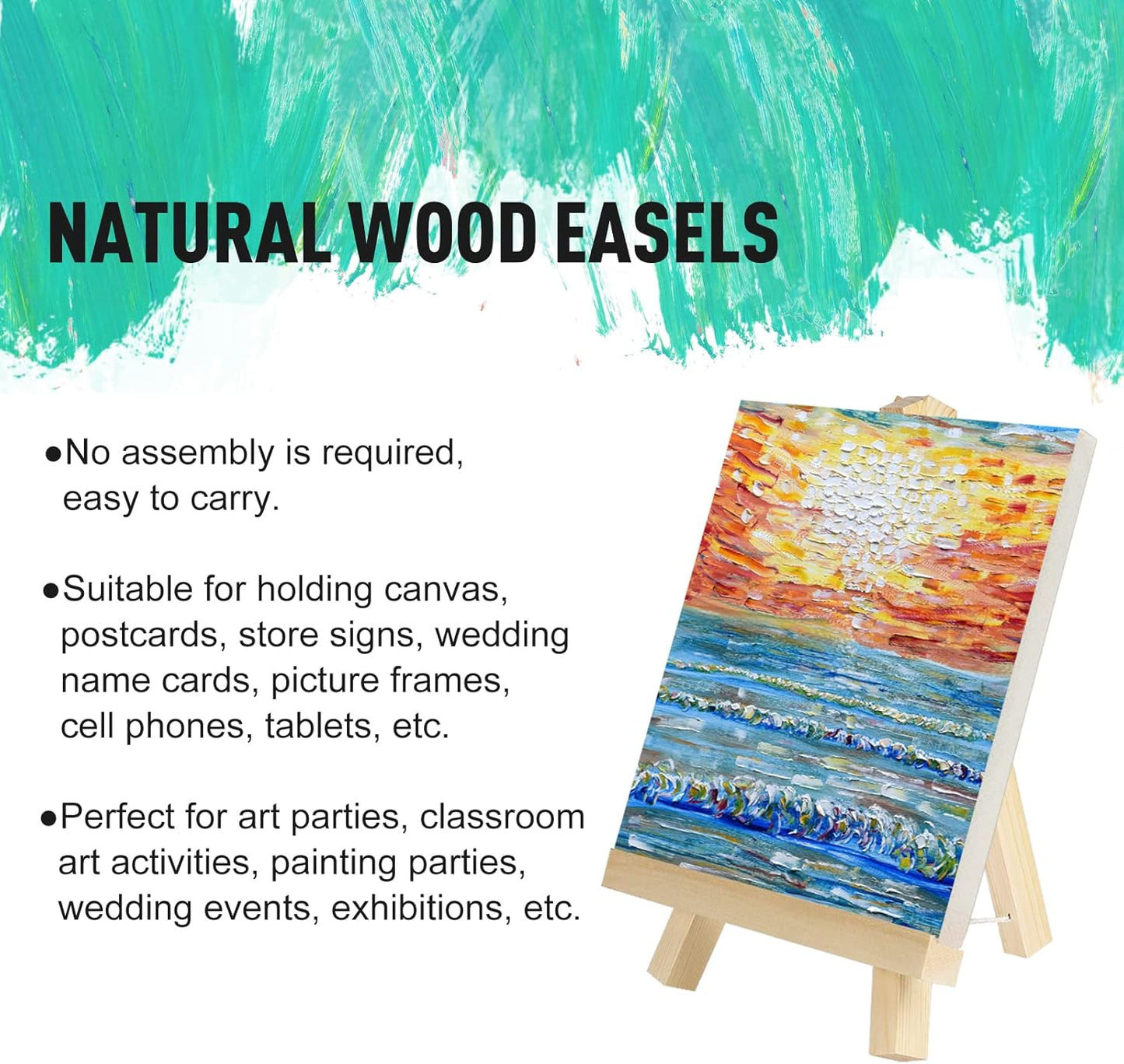 Kinlink 9 Inch Tall Wood Easels for Display Set of 6, Display Easel Tabletop, Painting Easel Stand for Artist Students