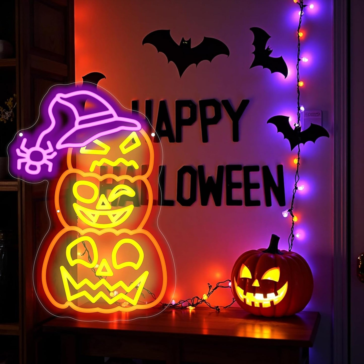 Halloween Pumpkin Patch Sign Pumpkin Halloween Patches Thanksgiving Decor Spider Sign Farmhouse Fall Decor For Front Porch for Table Home Kitchen Bedroom Living Room Bar Pub Club Party