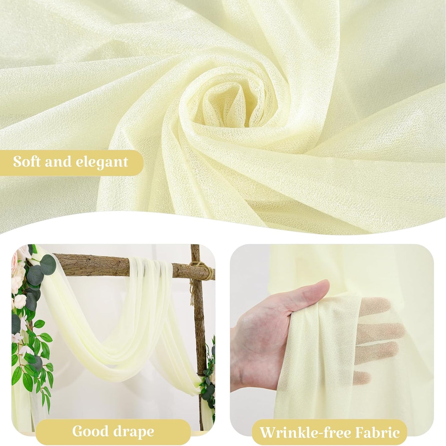 1 Panels Wedding Arch Draping Fabric Ivory Sheer Backdrop Curtain Arch Drape for Wedding Ceremony Reception,Bridal Shower Party Decorations 28" X 19ft