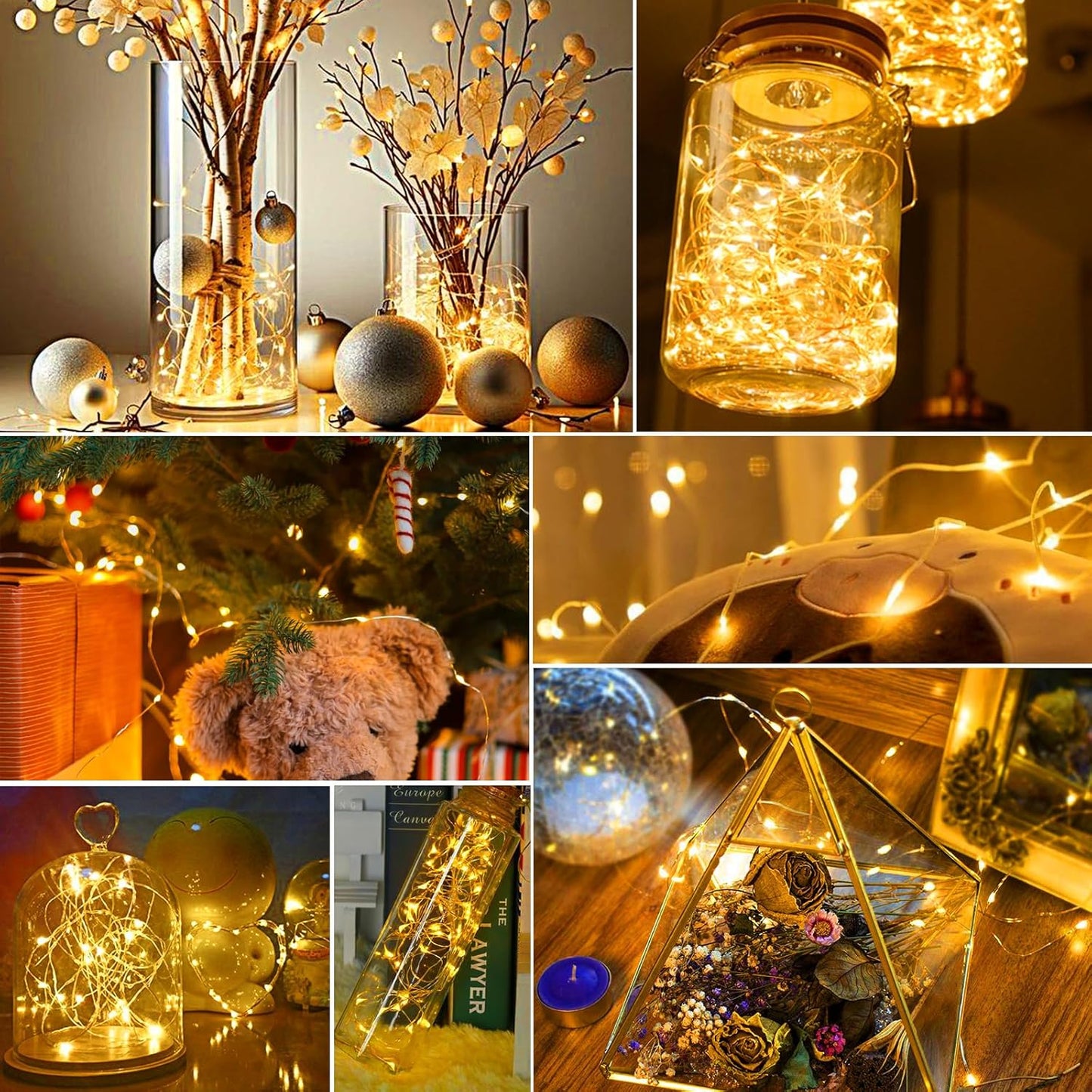 pozzolanas 8 Pack Warm White Battery Operated String Lights - 7ft Waterproof Fairy Lights with 20 LEDs for Home, Mason Jar, Party, Wedding, Halloween, Christmas Decorations