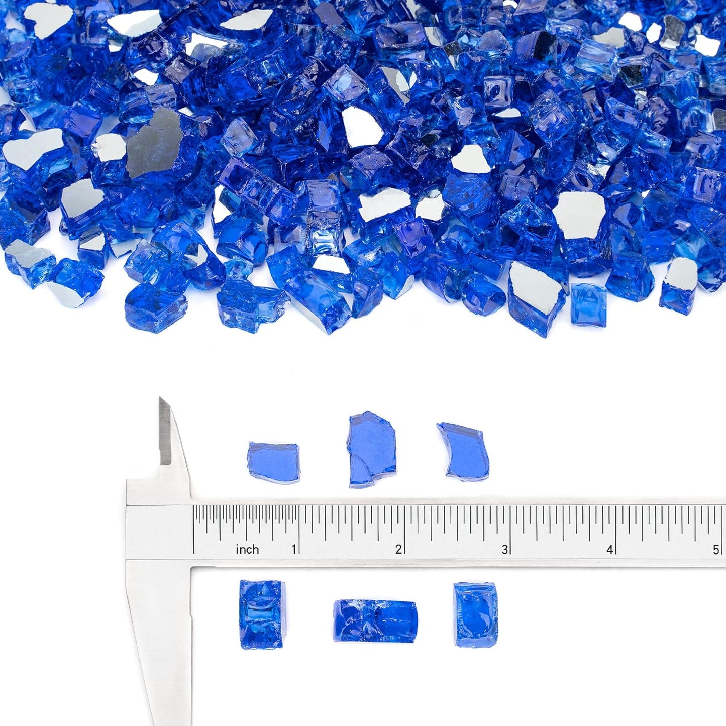 Stanbroil 10-Pound Fire Glass - 1/2 inch Reflective Tempered Fire Glass for Fireplace Fire Pit, Cobalt Blue Reflective