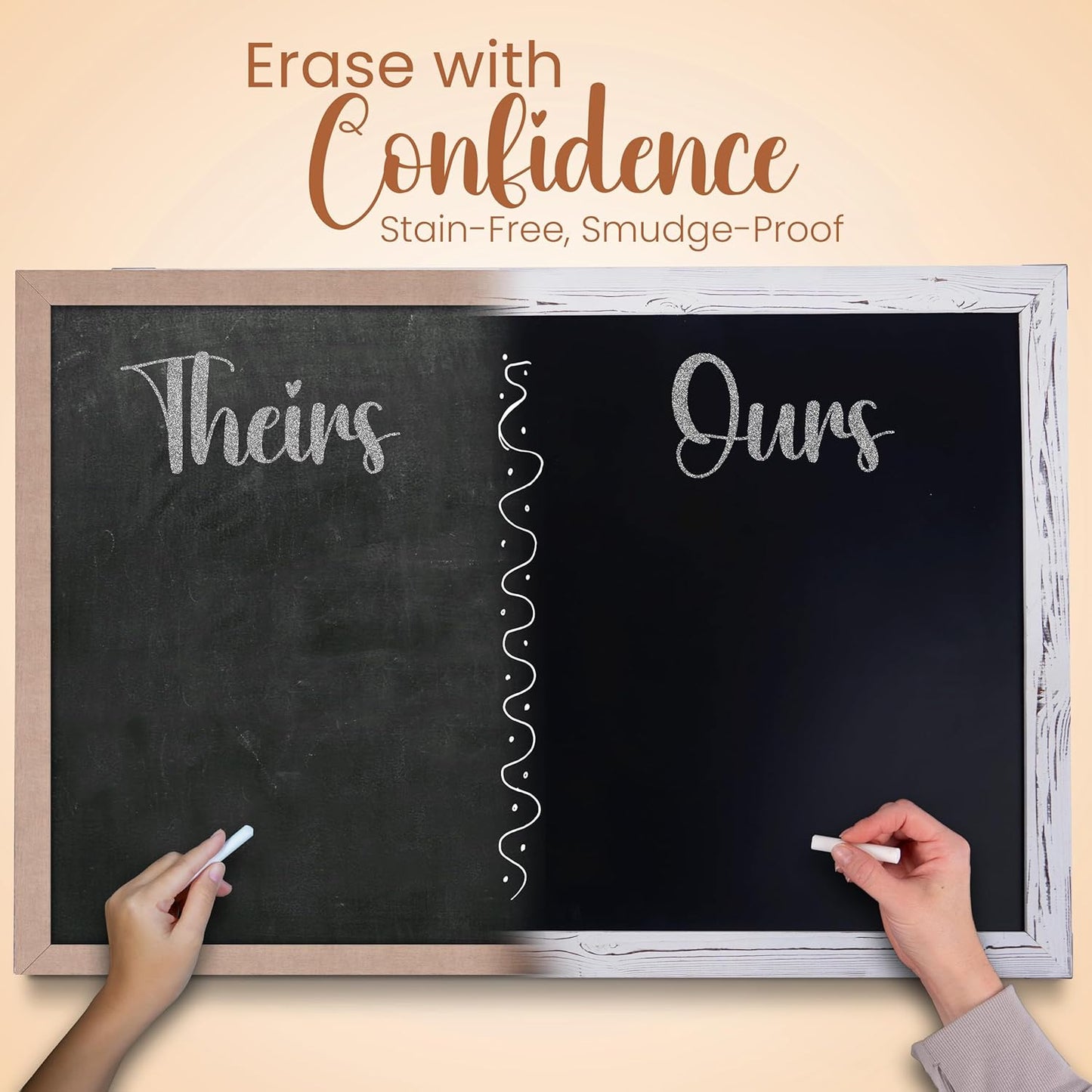 Loddie Doddie Magnetic Chalkboard - 46 x 34.5 in White Rustic Frame - Erasable Blackboard with Magnetic Surface - Magnet Board for Wall & Chalkboard Sign