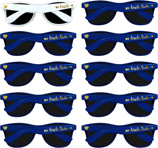 LADY&HOME 10 Pack Bachelorette Party Sunglasses Favors, Bridesmaid and Bride Tribe Sunglasses for Bridal Party, Bridal Shower(Navy)