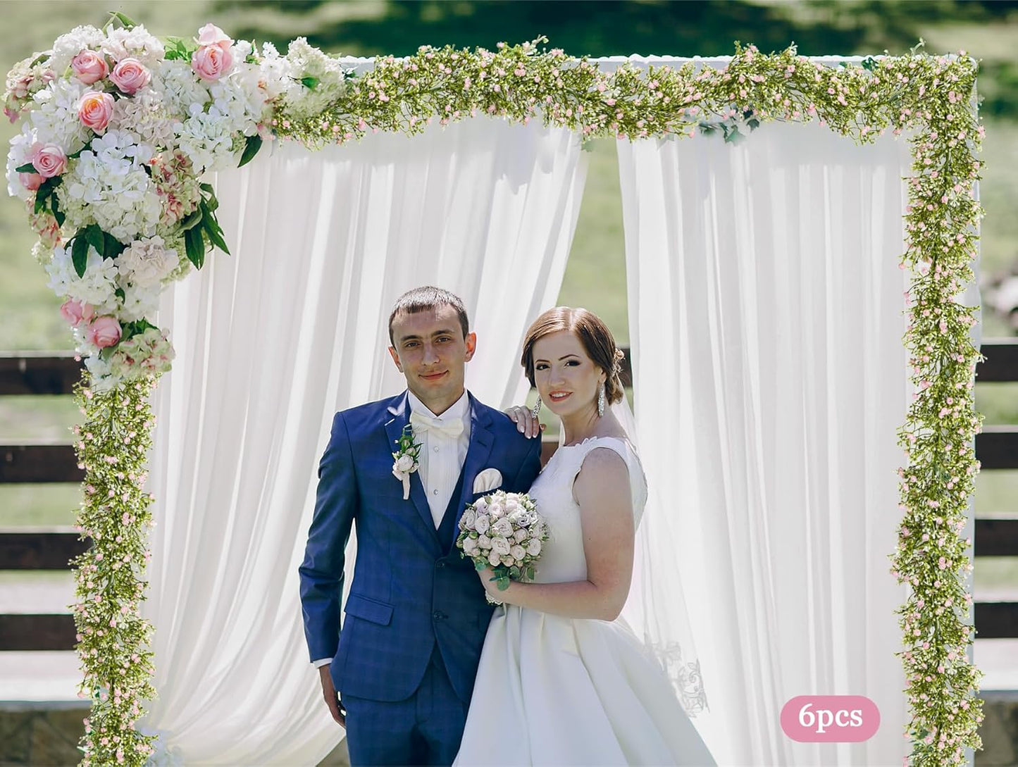 2 Pcs 5.8ft Artificial Baby Breath Flower Vines, Babys Breath Artificial Flowers Real Touch Faux Gypsophila Hanging Fake Baby's Breath Garlands for Wedding and Baby Shower Decor（Pink）