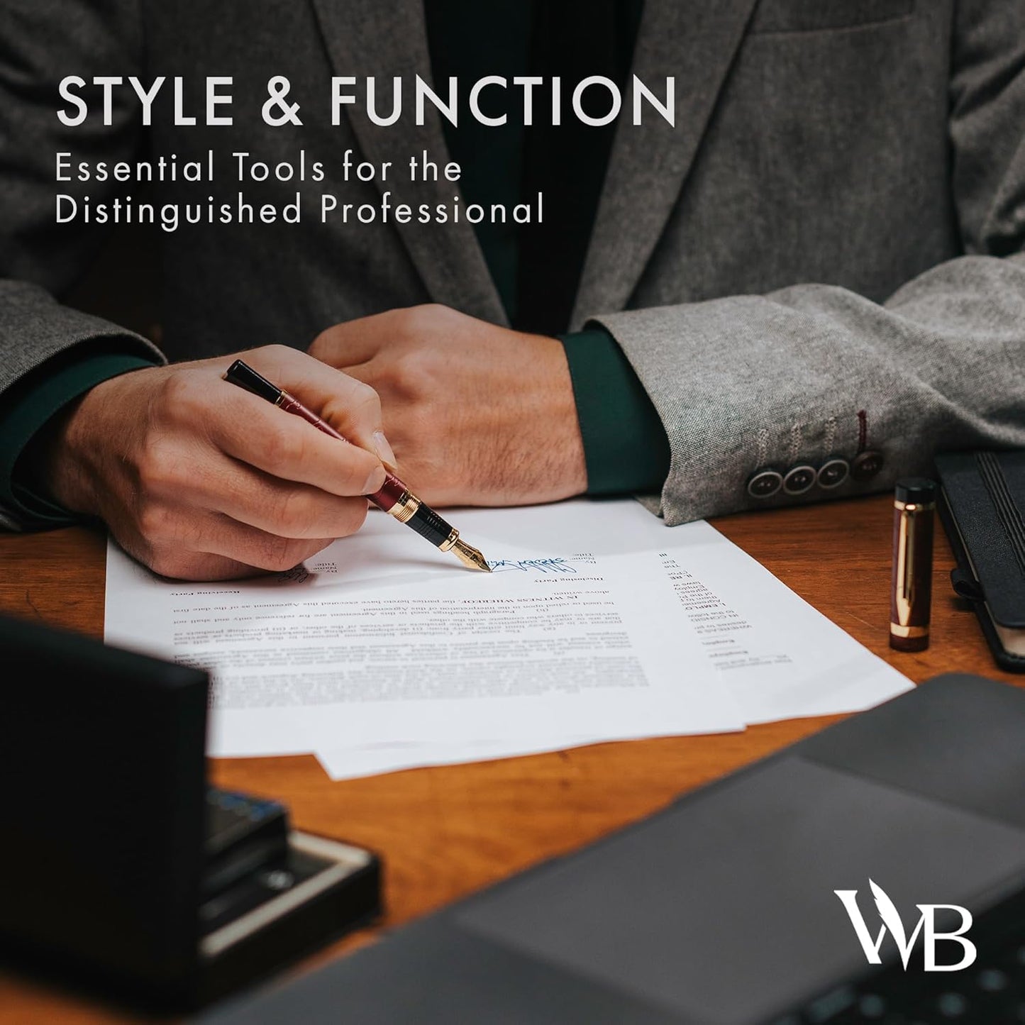 Wordsworth & Black Primori Fountain Pen Set [Red Gold]; Medium Nib, Gift Case, 24 Ink Cartridges, Refill Converter, Manual; Journaling, Calligraphy, Smooth Writing Pens; Left and Right Handed