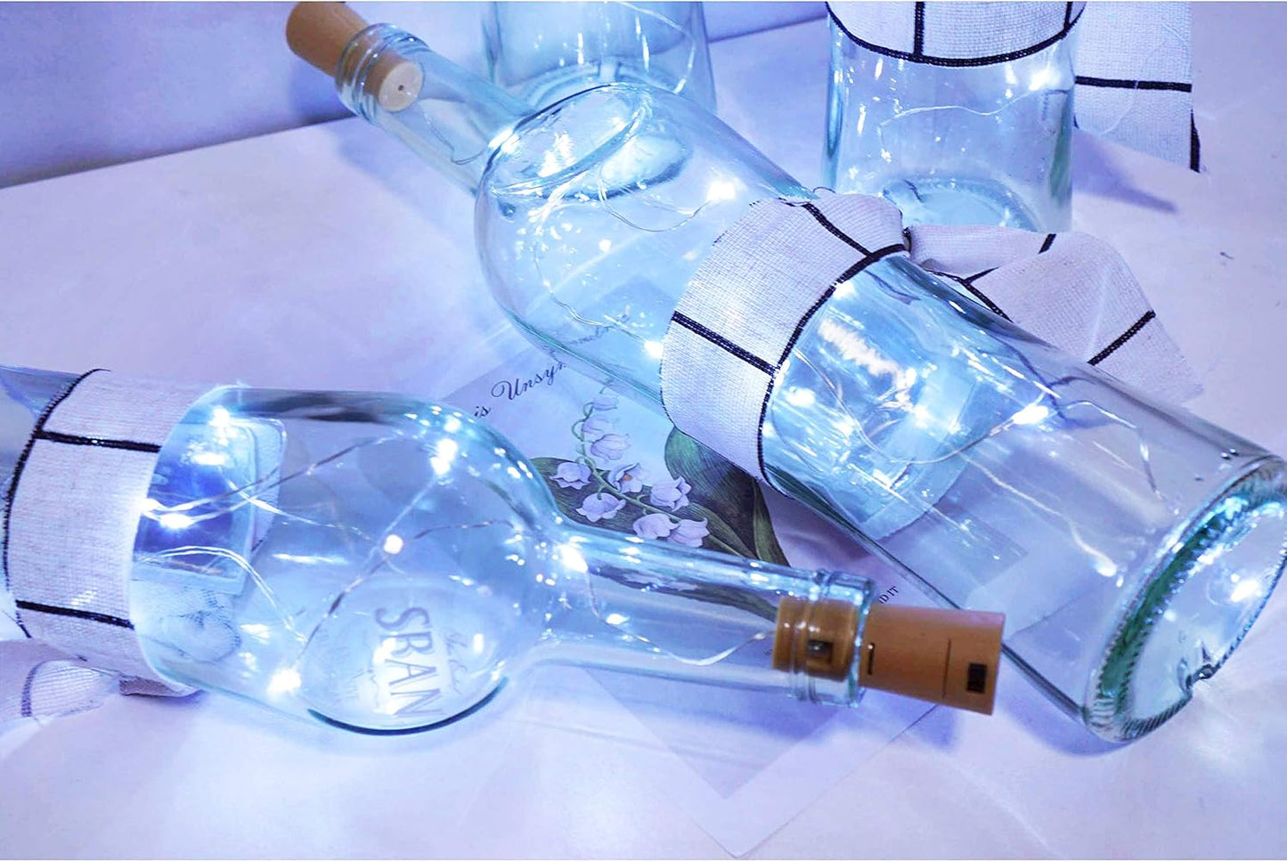 24 Pack 20 LED Wine Bottle Cork Lights, Fairy Mini String Lights Copper Wire, Battery Operated Starry Lights for DIY, Christmas, Halloween, Wedding, Party, Indoor&Outdoor (24 Pack, Cool White)