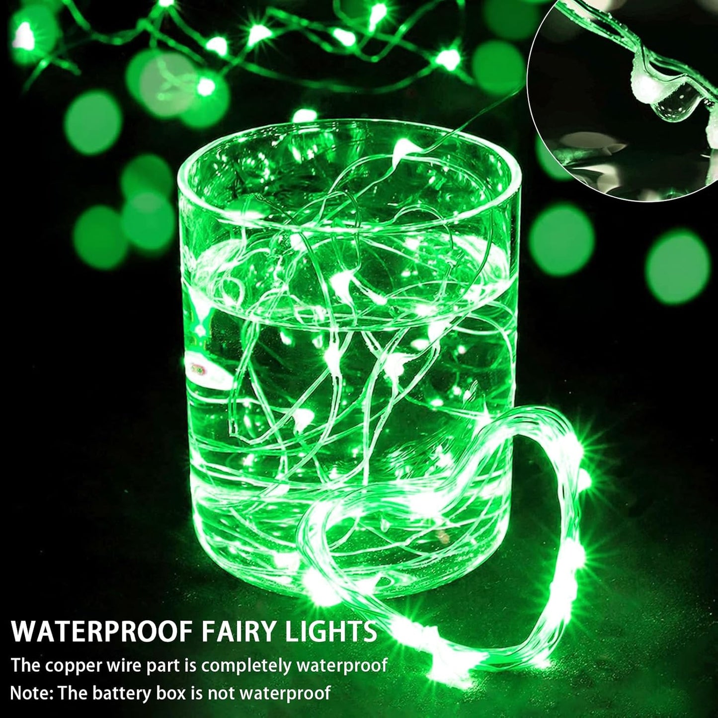 50 Pack Green Fairy Lights 7Ft 20 LED Twinkle String Lights 3 Modes Battery Operated Waterproof Firefly Starry for Mason Jar Party Wedding Christmas Valentines Day Table Centerpieces