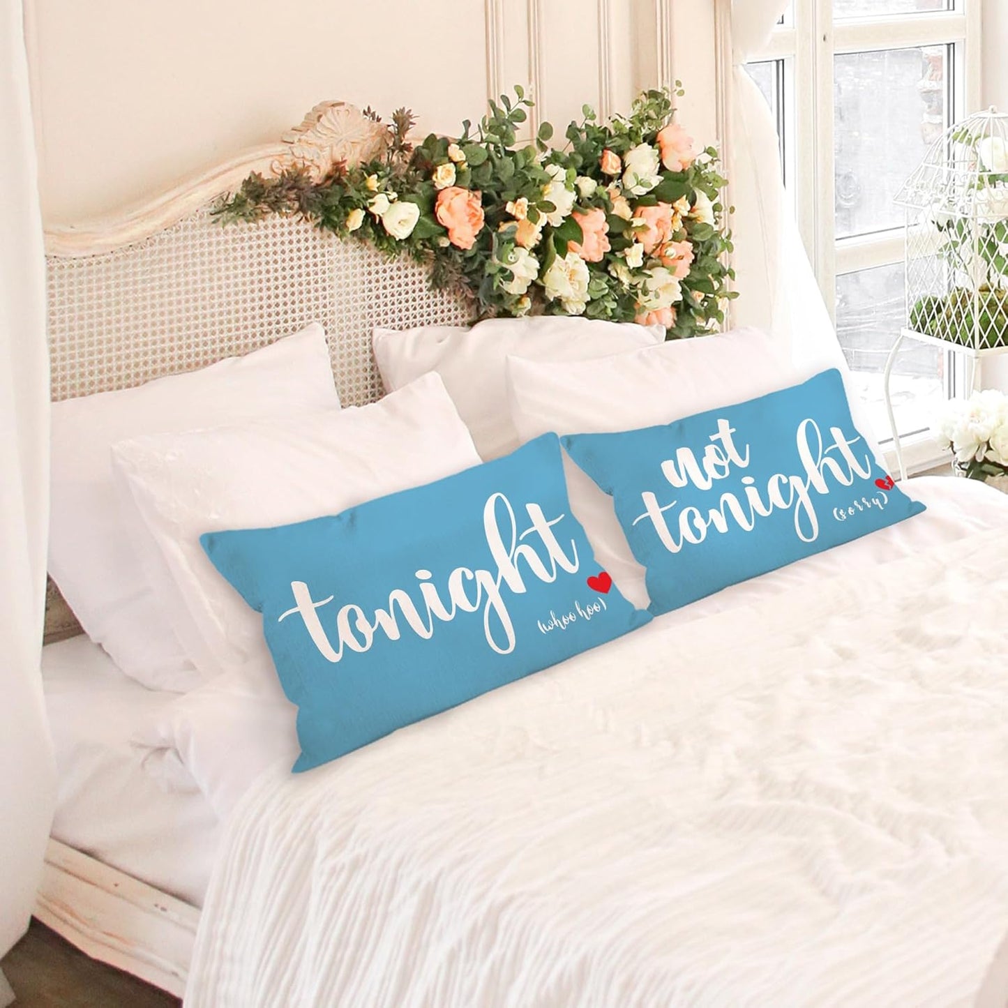 Mancheng-zi Bridal Shower Pillow Covers, Bachelorette & Wedding Gifts - Funny Throw Pillows for Bedroom (Blue, 12x20)