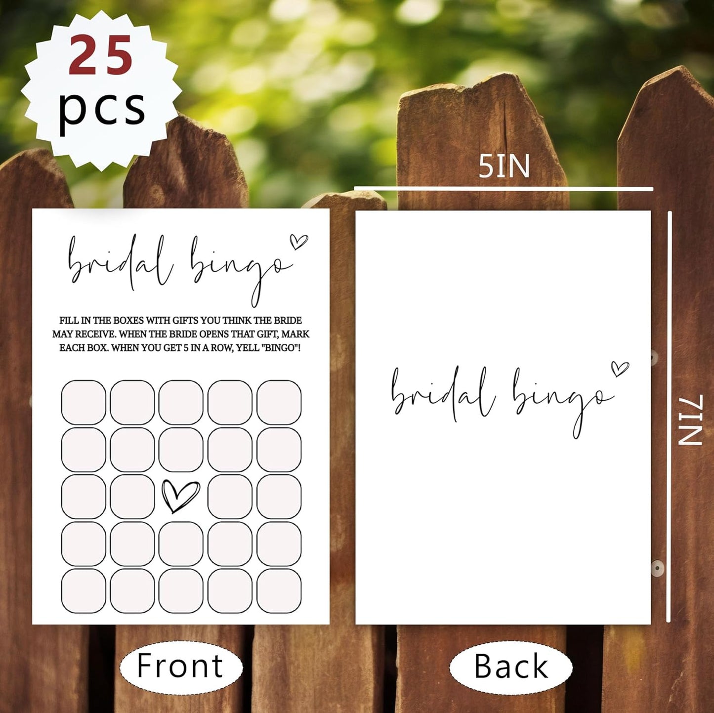 Bridal Shower Games, Bridal Bingo, 25Pcs Minimalist White Double-Sided Game Cards, Wedding Shower Games for Guests, Engagement Bachelorette Party Supplies - A27