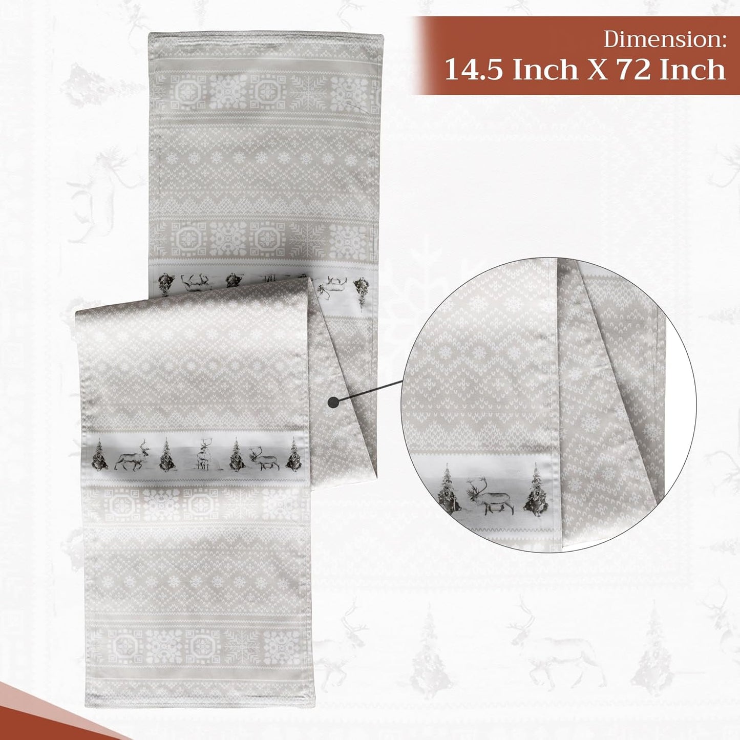 Maison d' Hermine Table Runner 100% Cotton Double Layer Table Runners 72 inches Long for Thanksgiving Christmas Decorations Home Kitchen Dining Party Wedding (Cozy Christmas, 14.5" x 72")