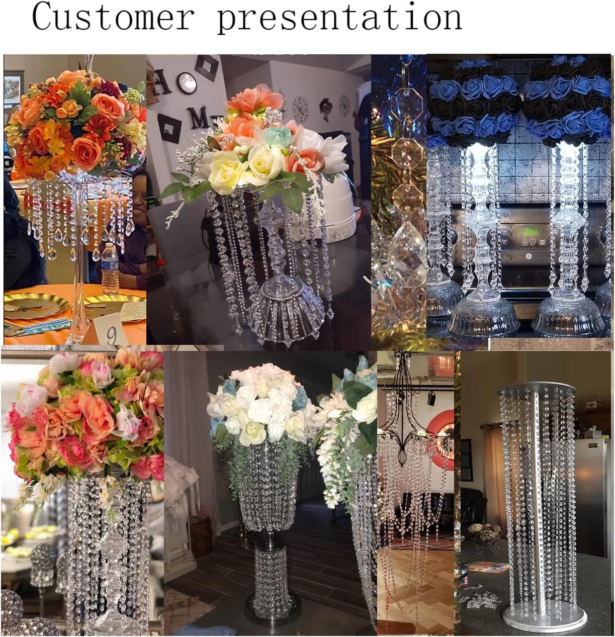 WAZHRMGHG Clear Acrylic Crystal Garland Strands Hanging Chandelier Bead Chain Ornament String Decorations for Chandelier Christmas Tree Wedding Party Celebration (33FT(10M))