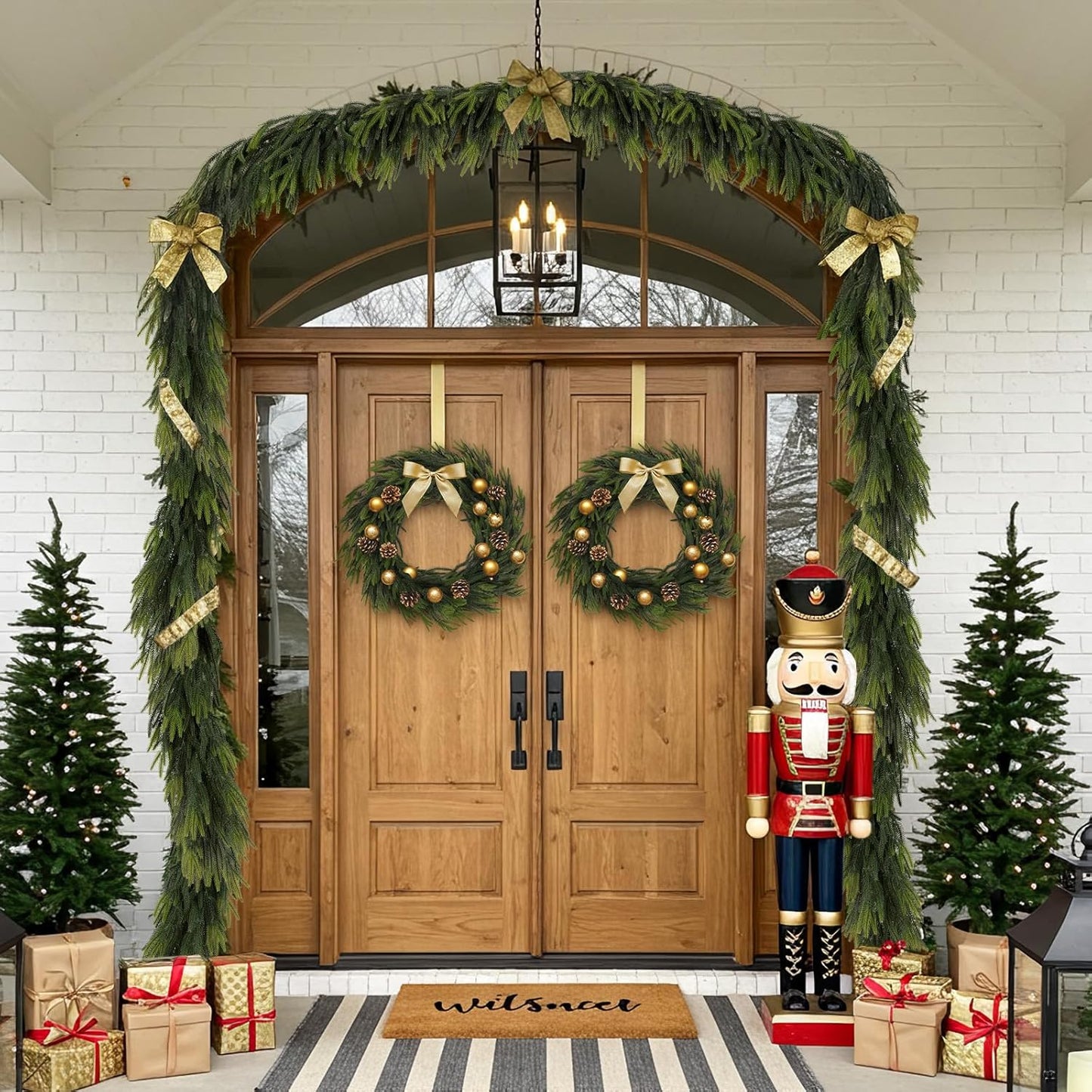 N&T NIETING 6FT Christmas Norfolk Pine Garland Real Touch Pine Artificial Faux Greenery Garlands Winter Christmas Garland for Table Mantle Fireplace Holiday Indoor Outdoor Xmas Decorations (1 Pcs)