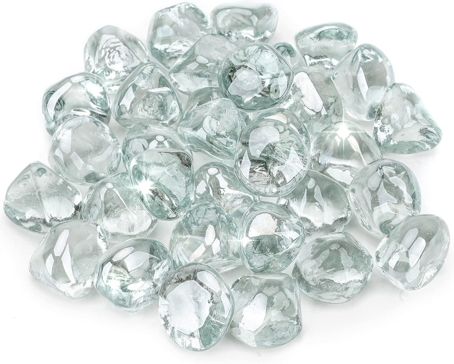 Stanbroil 10-Pound Fire Glass Diamonds - 1/2 inch Luster Fire Glass for Fireplace Fire Pit and Landscaping, Crystal Ice Luster