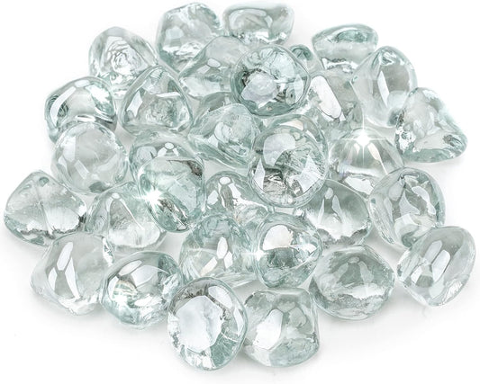 Stanbroil 10-Pound Fire Glass Diamonds - 1/2 inch Luster Fire Glass for Fireplace Fire Pit and Landscaping, Crystal Ice Luster
