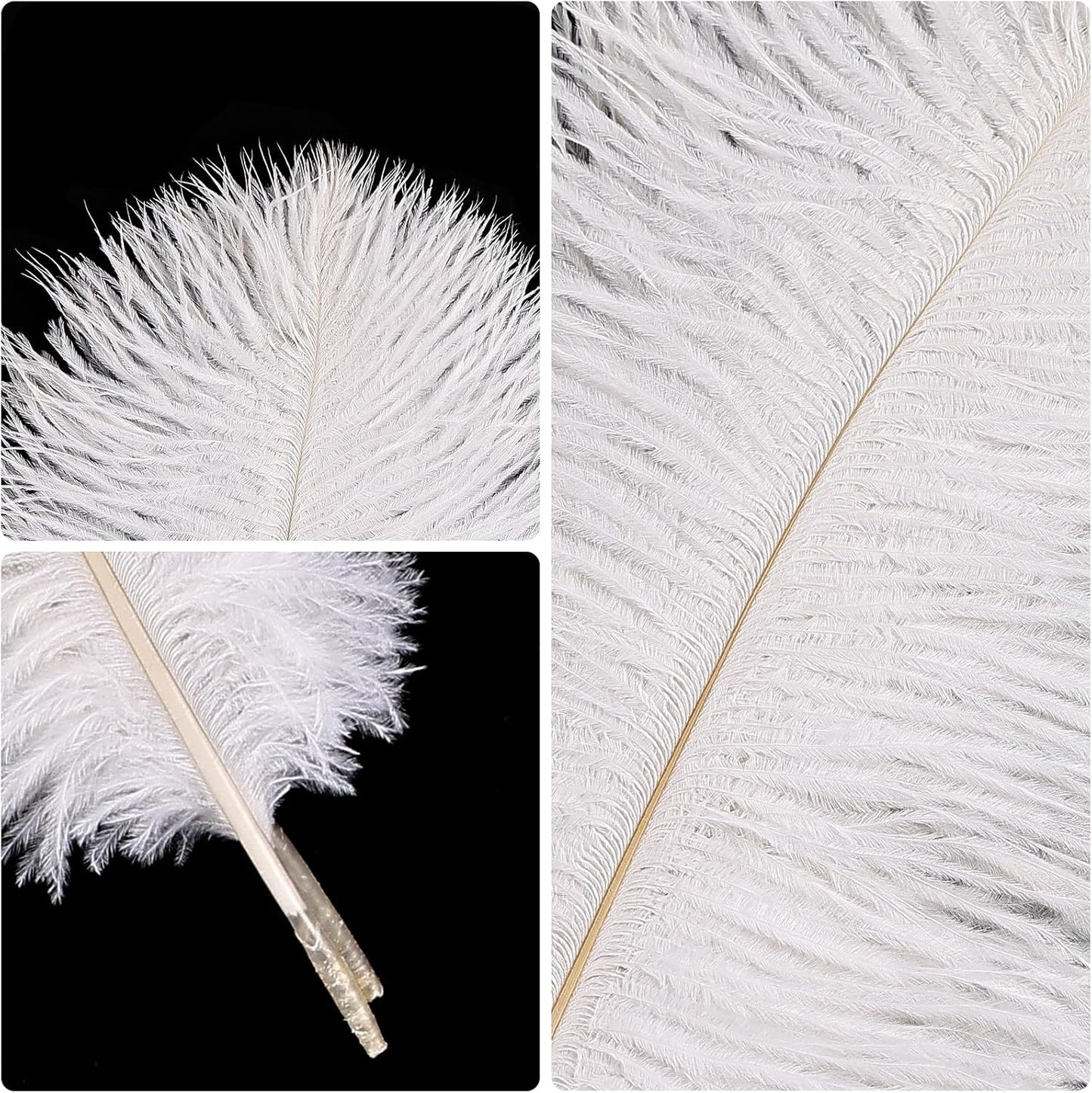 THARAHT White Ostrich Feathers 12pcs Natural Bulk 10-12Inch 25cm-30cm for Crafts Wedding Party Centerpieces Easter Gatsbi and Christmas Tree Decoration Feathers