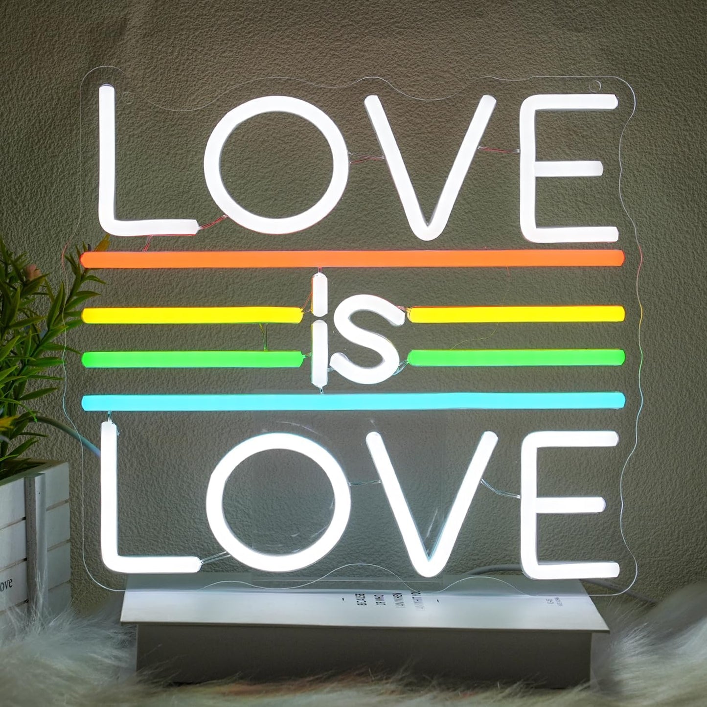 Love Is Love Neon Sign for Wall Decor Wedding Neon Light Pride Rainbow LED Neon Sign Colorful Led Neon Light for Bedroom Man Cave Gay Bar Decoration