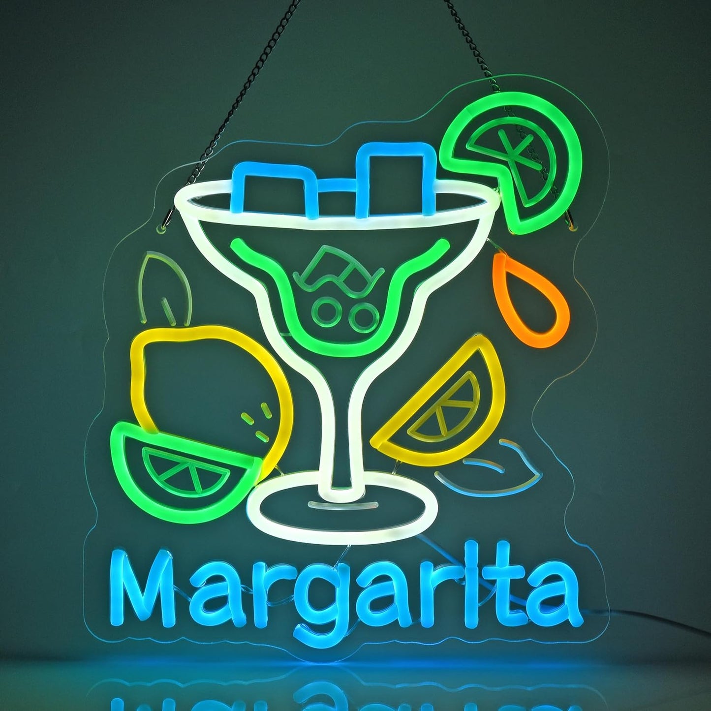 CNBEYOUNG Margarita Neon Sign, Neon Lights Hanging Wall Art Decoration for Restaurants Shop Cocktail Bar Kitchen Party Home Decor, USB - Driven, Super Bright & Adjustable,14.17x 12.6inches