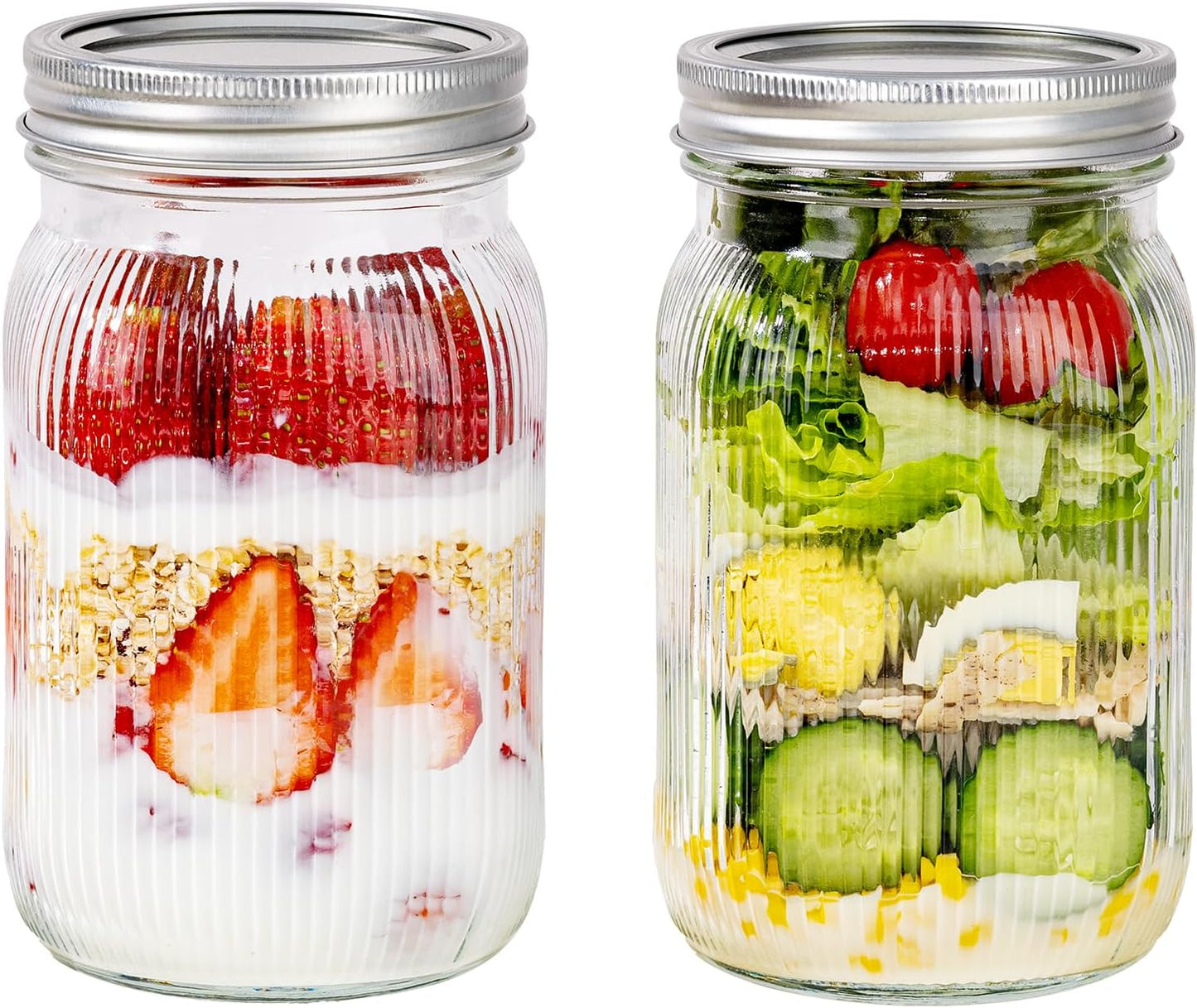 WELLIFE Large Mason Jars,2 Pcs Wide Mouth Mason Jars 32 Oz For Food Storage,Overnight Oats,Honey,Sauces,Meal Prep,Salad,Yogurt