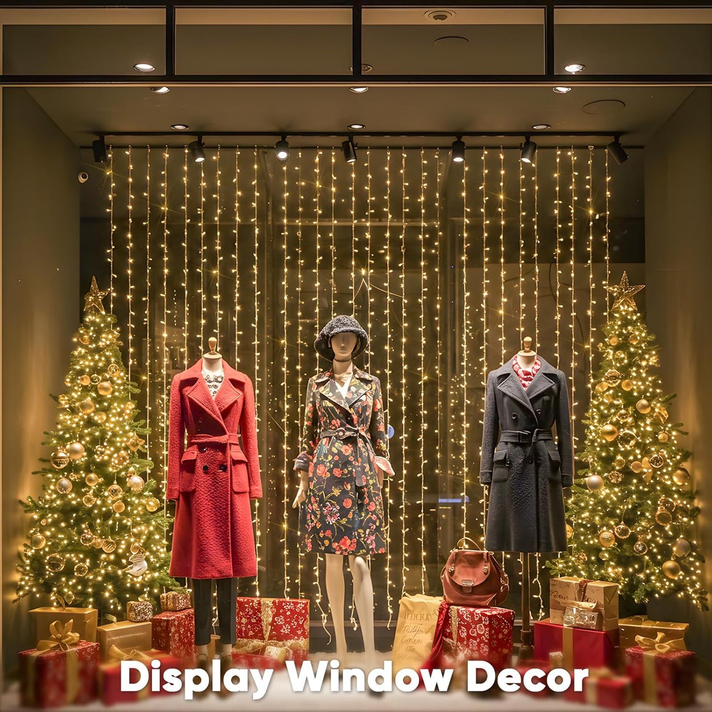 suddus 600 LED Christmas String Lights Outdoor, 9.8x19.6ft Curtain Light Plug in with Remote, 8 Modes Wall Hanging Lights for Christmas,Dorm,Wall,Window,Wedding,Party,Birthday Decor,Warm White