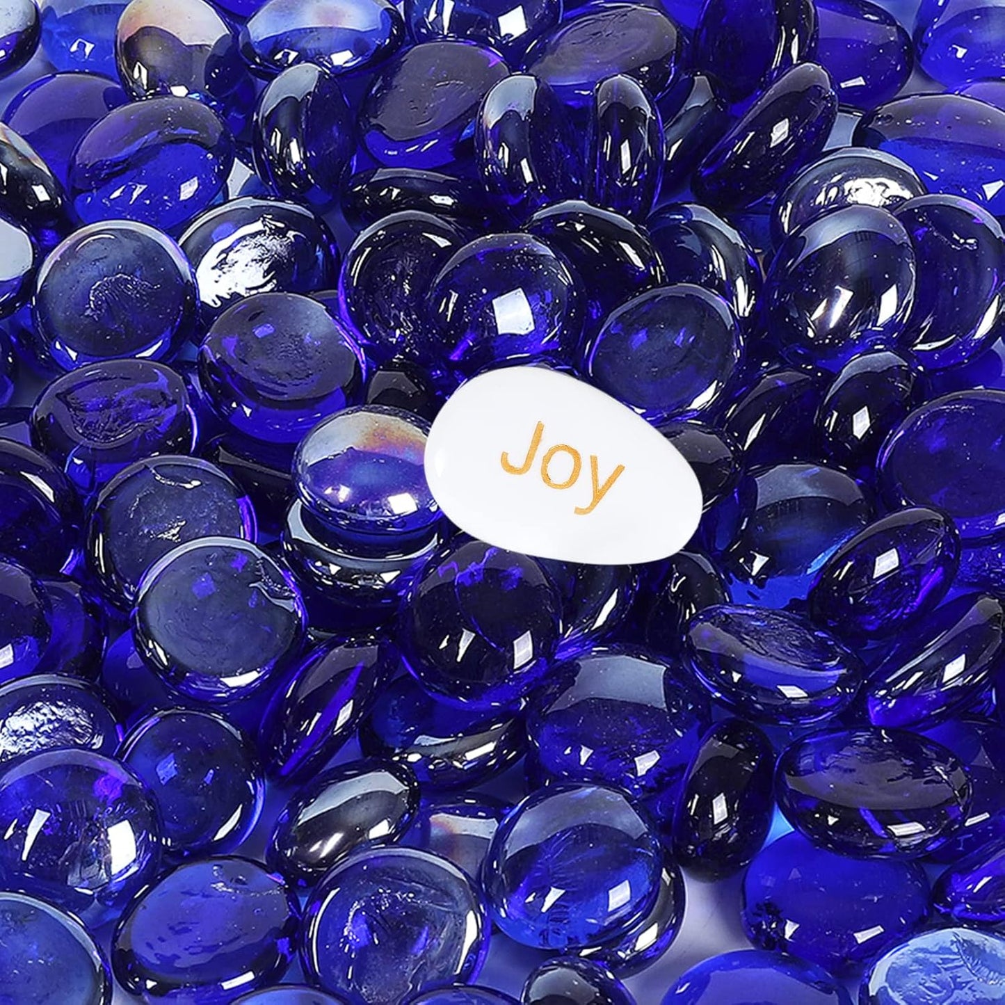 5LB Fire Glass Beads Flat Glass Marbles for Outdoor Fire Pit and Fireplace, Glass Gemstones for Vase Filler, Aquariums, Hydroponics Plants, Home Decor and Christmas DIY Craft, Cobalt