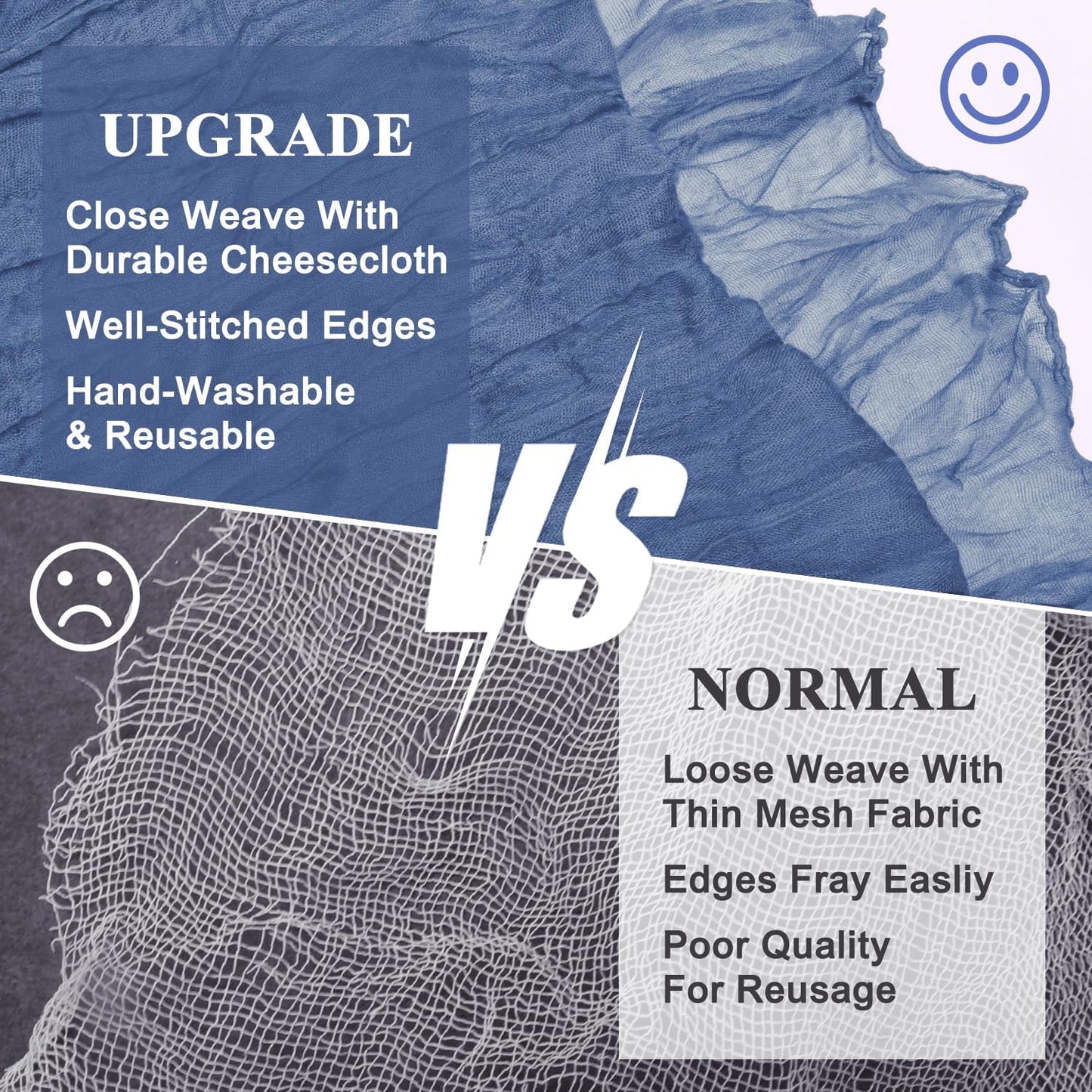 Asee'm 2pcs Cheesecloth Table Runner 120 Inches Long Blue Boho Gauze Cheese Cloth Runner 10FT Rustic Sheer Table Runners for Christmas Wedding Party Baby Shower Spring Easter Decoration