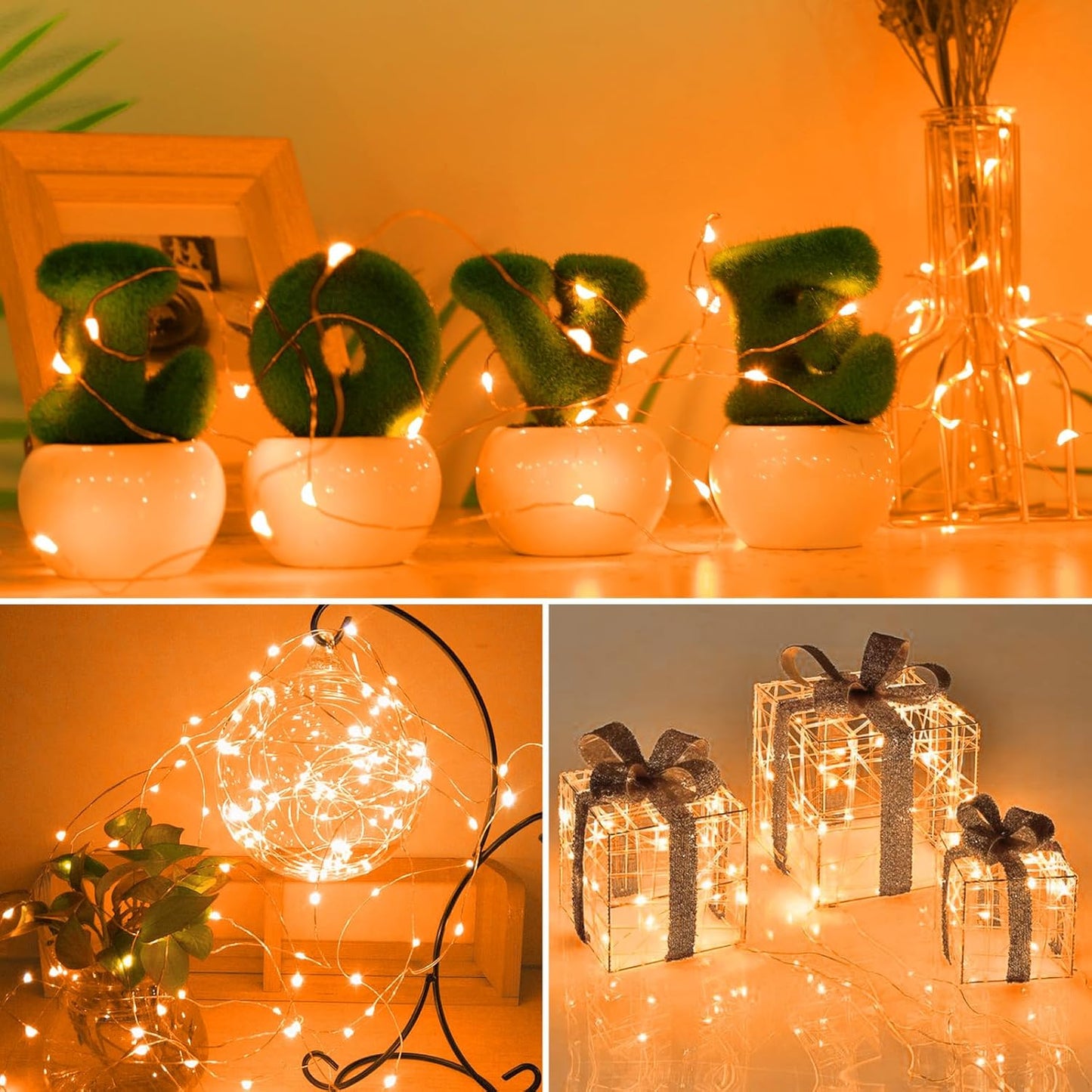 kolpop 30 Pack LED Fairy Lights Battery Operated, 7FT 20 LED Mini Twinkle String Lights Battery Powered Waterproof for Christmas Halloween Mason Jars Party (Orang)