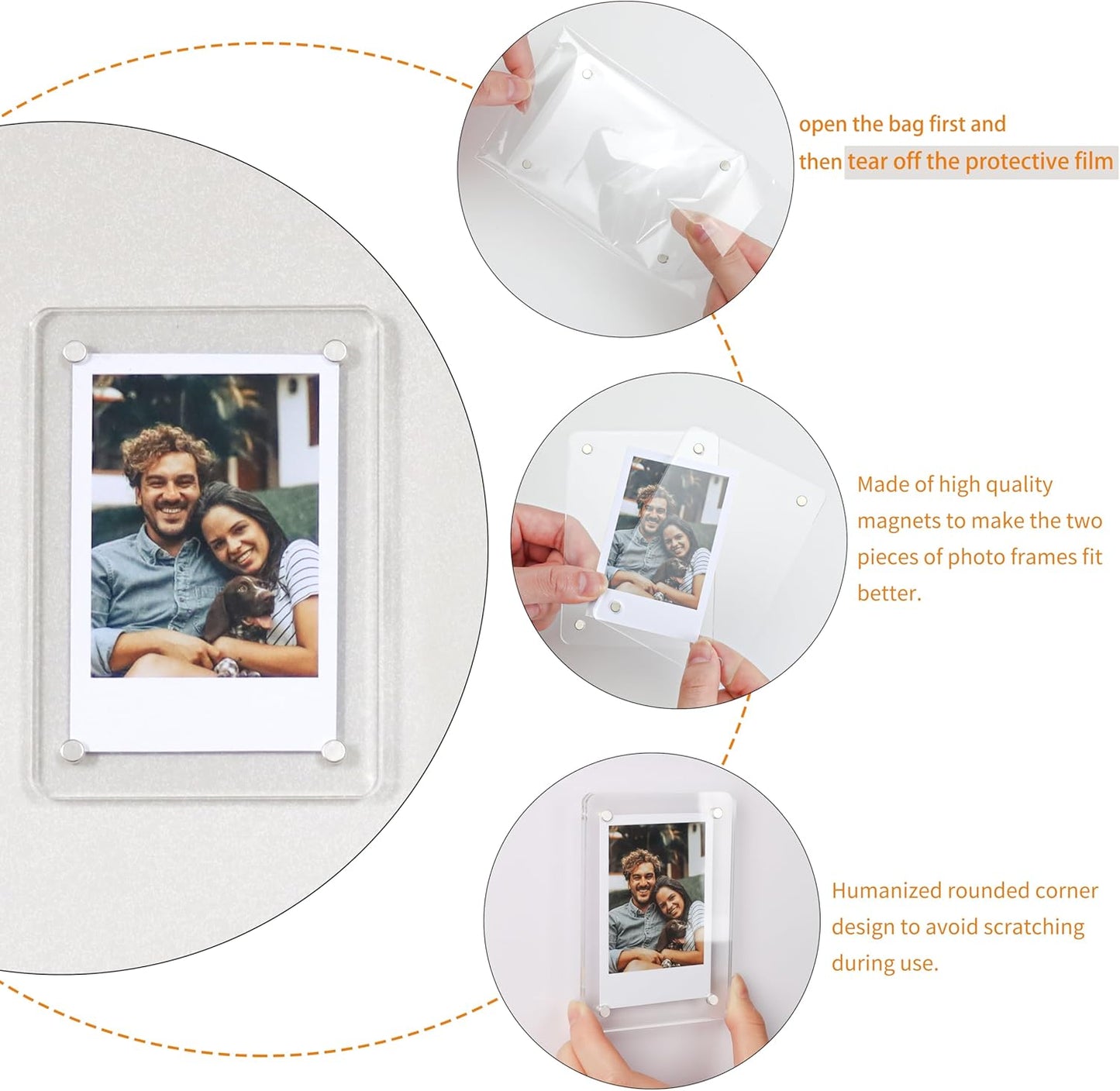4x6 Acrylic Magnetic Picture Frames Refrigerator, Clear Magnetic Fridge Photo Frame Compatible with Polaroid Camera Photos for Home/Kitchen Refrigerator/Locker/Cabinets/Wall, 6 Pack