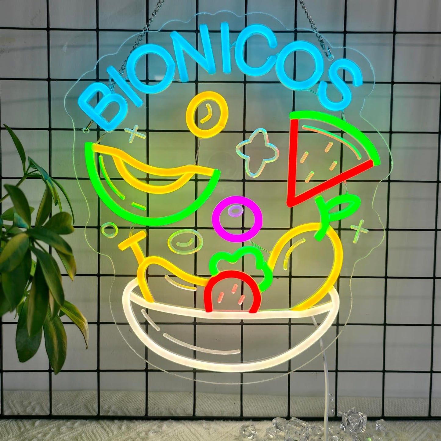 CNBEYOUNG Bionicos Neon Sign, Neon Lights Hanging Wall Art Decoration for Mexican Restaurant Cocktail Bar Man Cave Kitchen Party Home Decor, USB Powered Ultra Bright Dimmable,14.96x 12.6inches