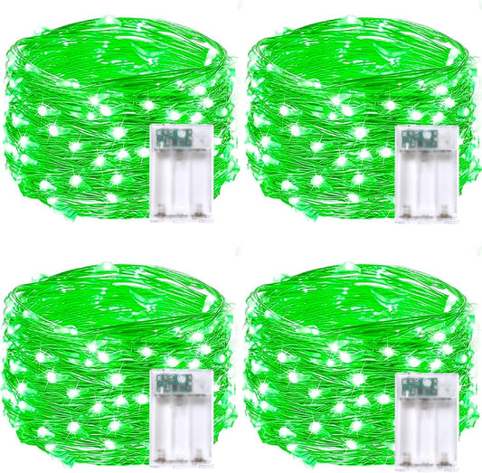 4 Pack 20FT 60LED Halloween Battery Operated Fairy Lights with Timer, Waterproof Battery String Lights Outdoor Indoor, Battery Twinkle Lights for Bedroom Wedding Birthday Party Christmas (Green)