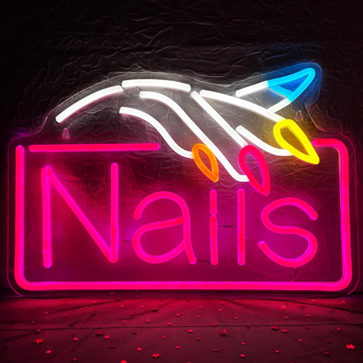 Nails Neon Sign Nail Salon Room Decor Window Wall Art for Nail Shop Storefront USB Powered 15.7"x10.7"