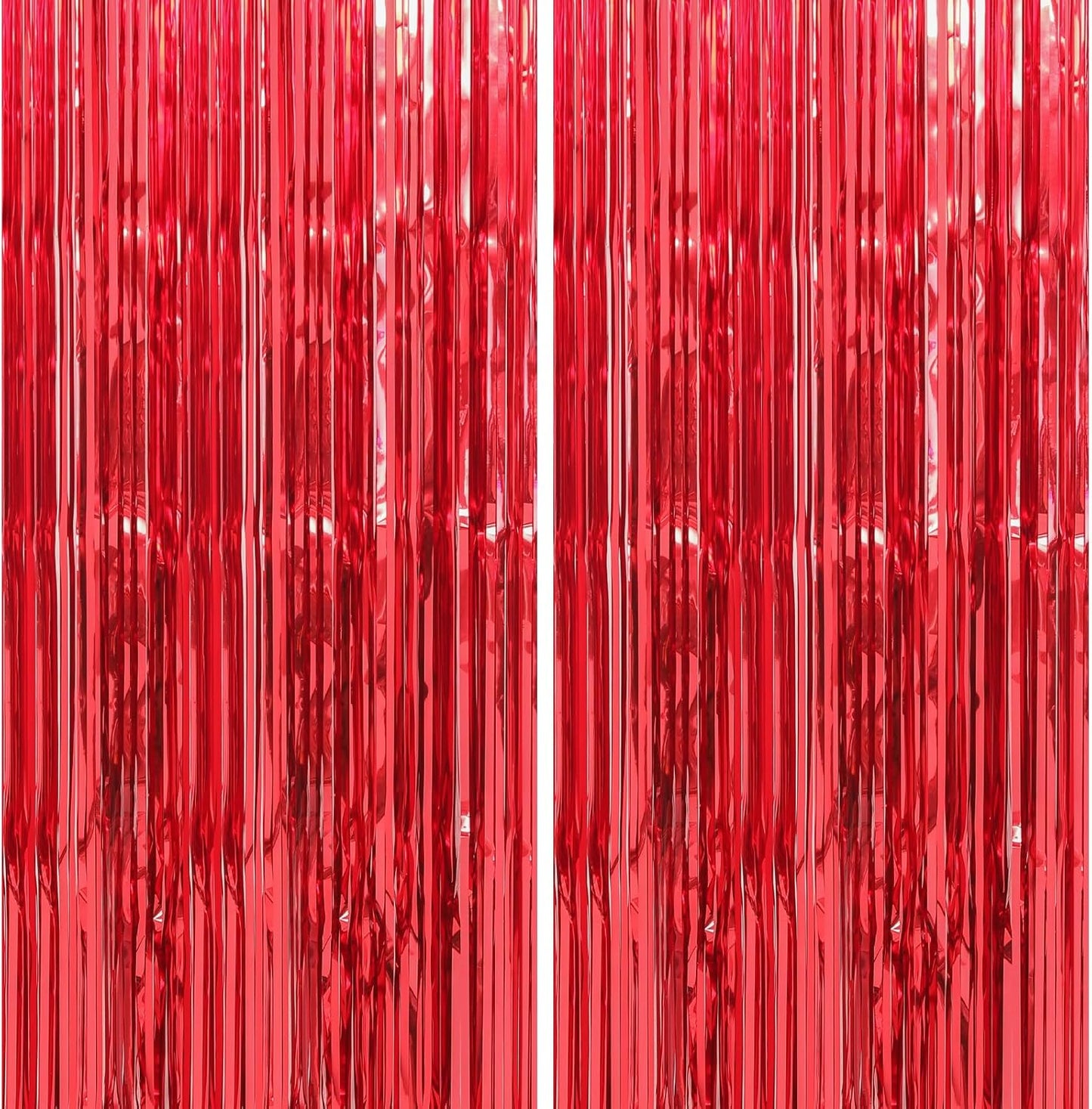 Crosize 4 Pack 3.3 x 9.9 ft Red Foil Fringe Curtains Party Decorations, Red Tinsel Curtain Backdrop for Parties, Door Streamers, Glitter Streamer Fringe Backdrop for Birthday Decoration