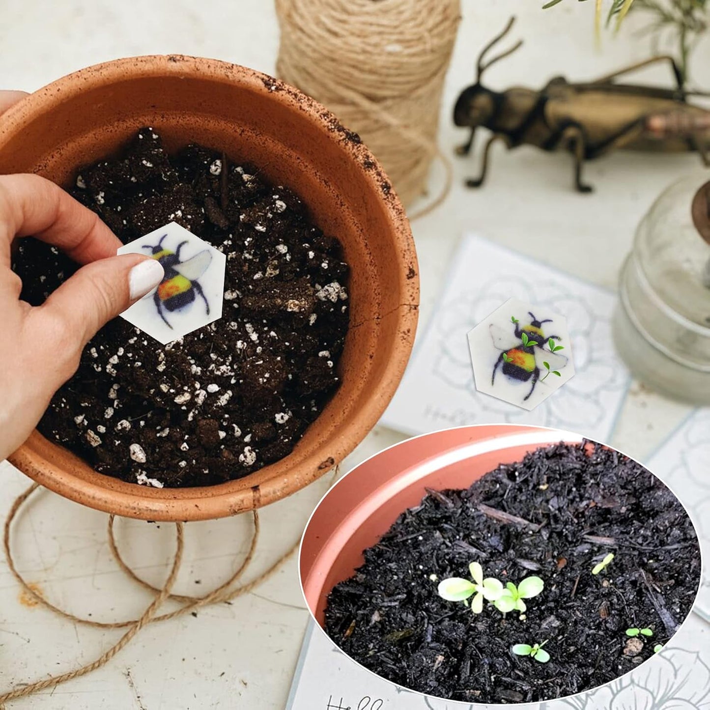 Plantable Wildflower Seed Paper Favors with Bee, Seed Packets Birthday Party Wedding Baby Shower Favors for Guests- Handmade Funeral Memorial Paper (Set of 24)