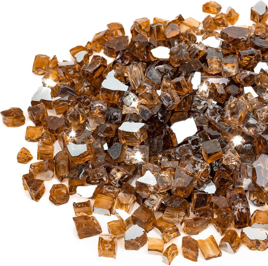 Stanbroil 10-Pound Fire Glass - 1/4 inch Reflective Tempered Fire Glass for Fireplace Fire Pit, Copper Reflective Fireglass
