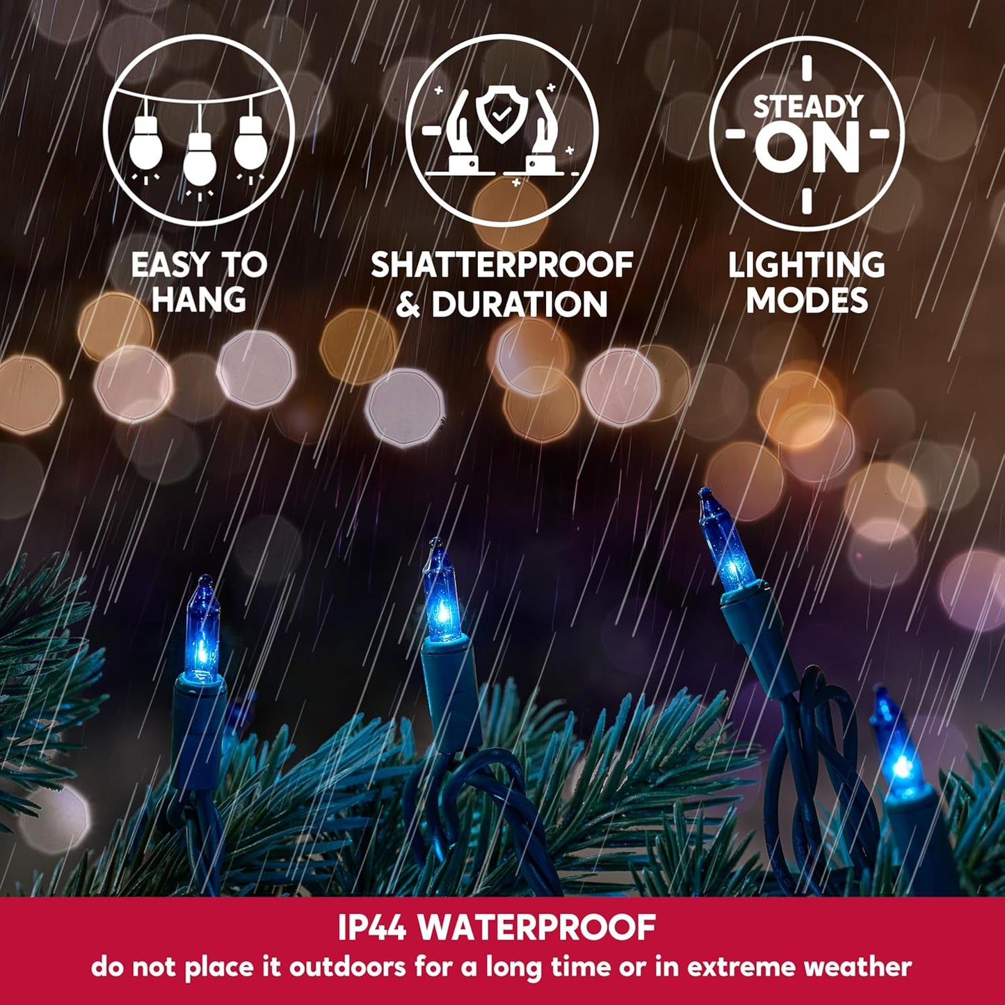 Joiedomi Blue Christmas String Lights,100 Count 22.3FT Christmas Fairy Tree Lights Plug in for Indoor Outdoor Xmas Decorations Patio Holiday Theme Party Yard House,Green Wire