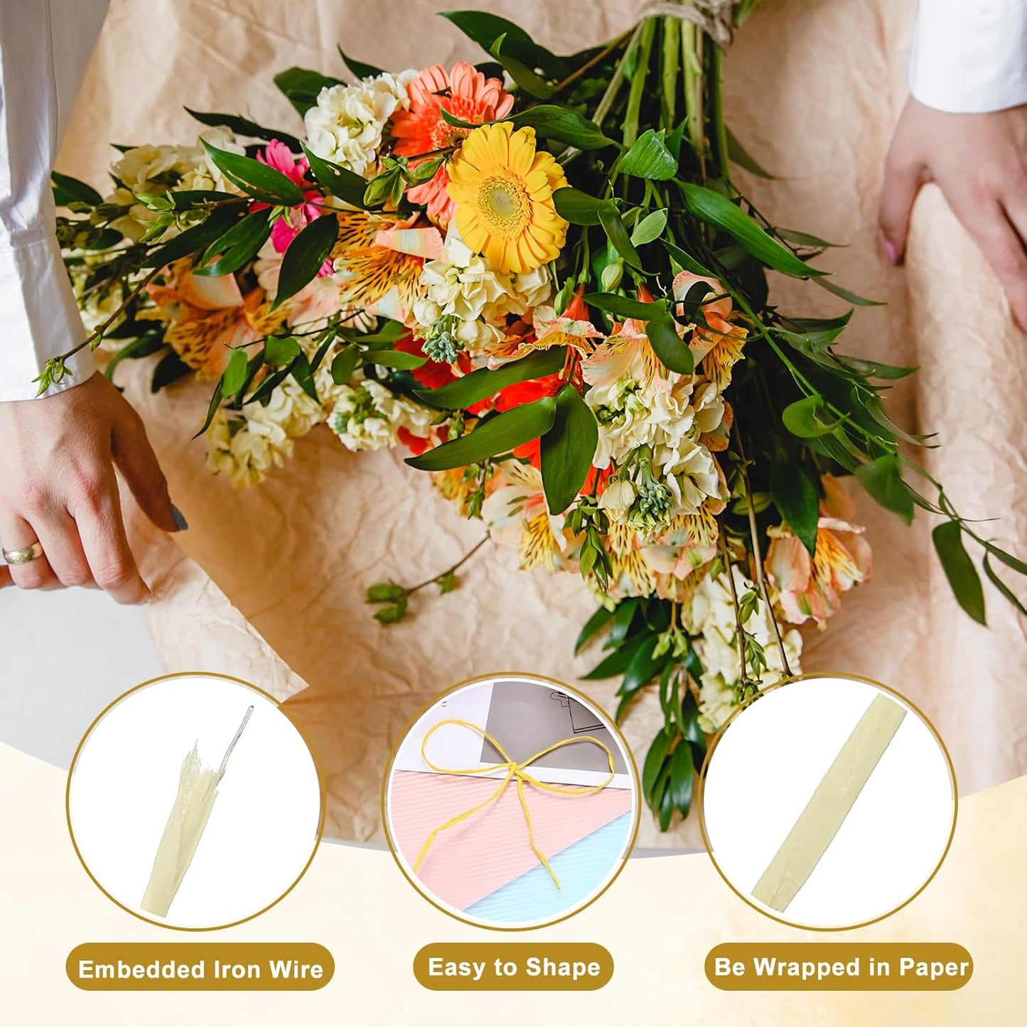 uxcell 164 Feet Floral Wire, 1mm Vine Bind Wire for DIY Crafts Flower Bouquet Christmas Wreaths Light Yellow