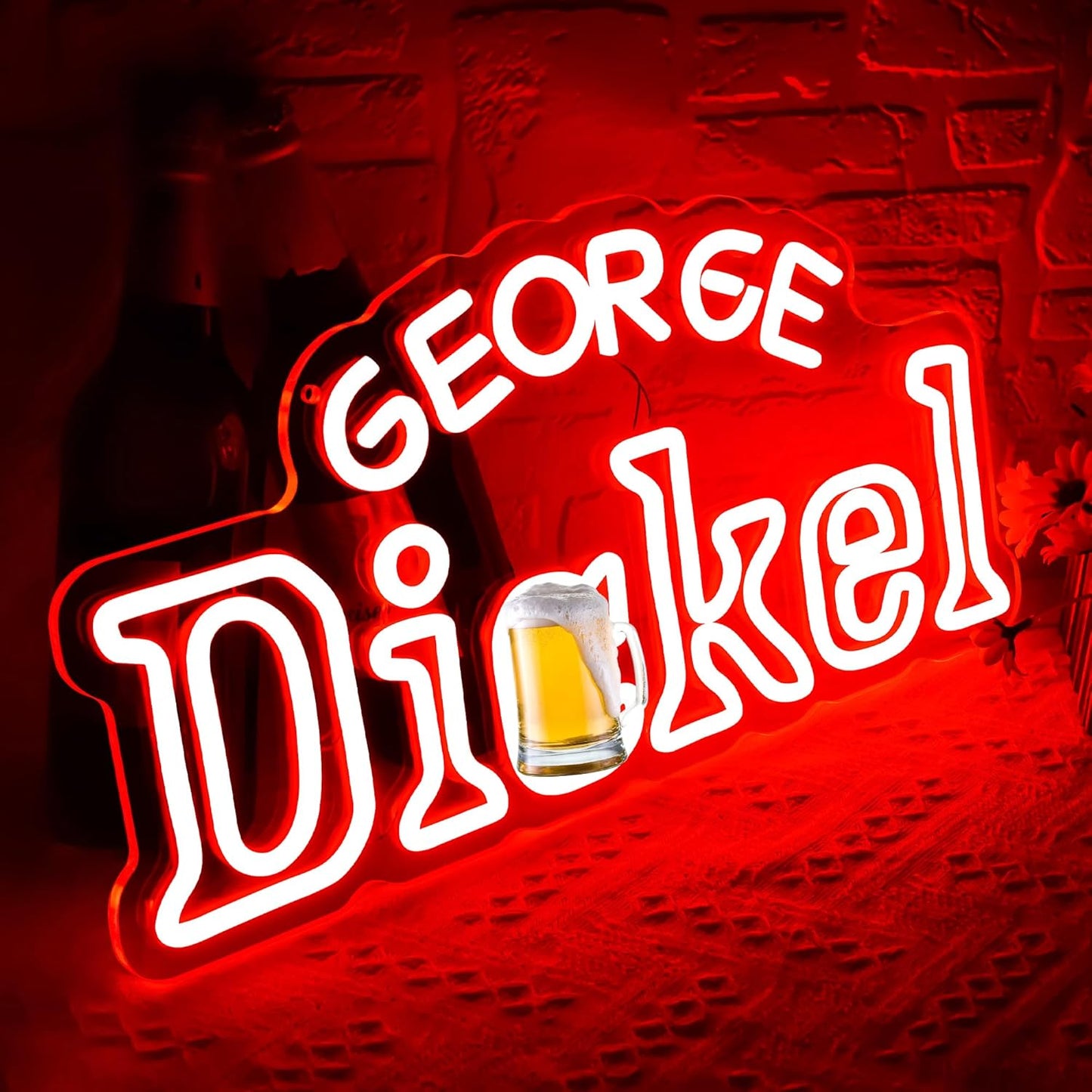 Beer Neon Sign for Wall Decor Bar Signs for Home Bar Lights for Men Bedroom Decor Whiskey LED Neon Sign for Man Cave Pub Store Party Club Game Room Decoration Gifts for Men Size16.1 * 8.3in(JTD243)