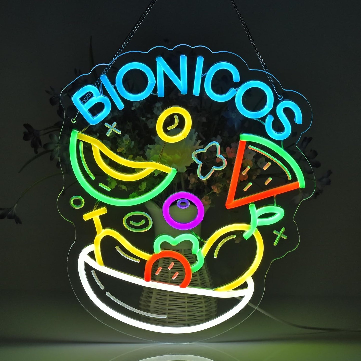 CNBEYOUNG Bionicos Neon Sign, Neon Lights Hanging Wall Art Decoration for Mexican Restaurant Cocktail Bar Man Cave Kitchen Party Home Decor, USB Powered Ultra Bright Dimmable,14.96x 12.6inches