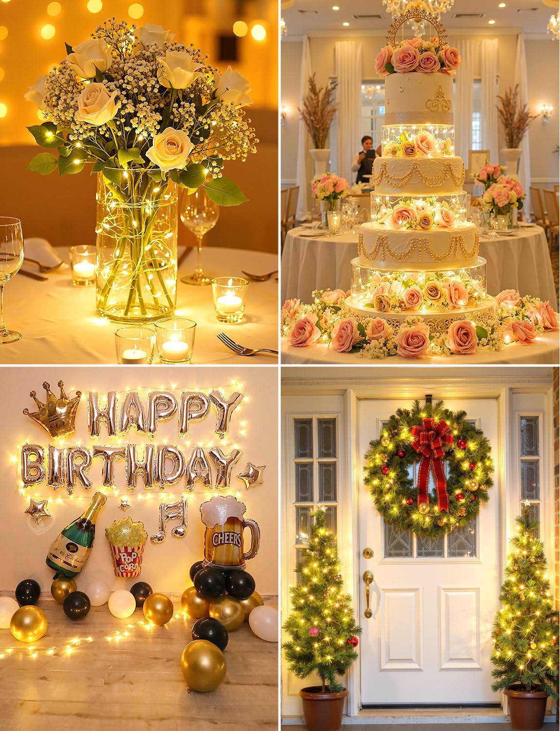 Brightown 24 Pack LED Fairy Lights Battery Operated String Lights, 7ft 20LED Waterproof Silver Wire String Lights, Firefly Starry Moon Lights for Mason Jars DIY Christmas Wedding Party Bedroom