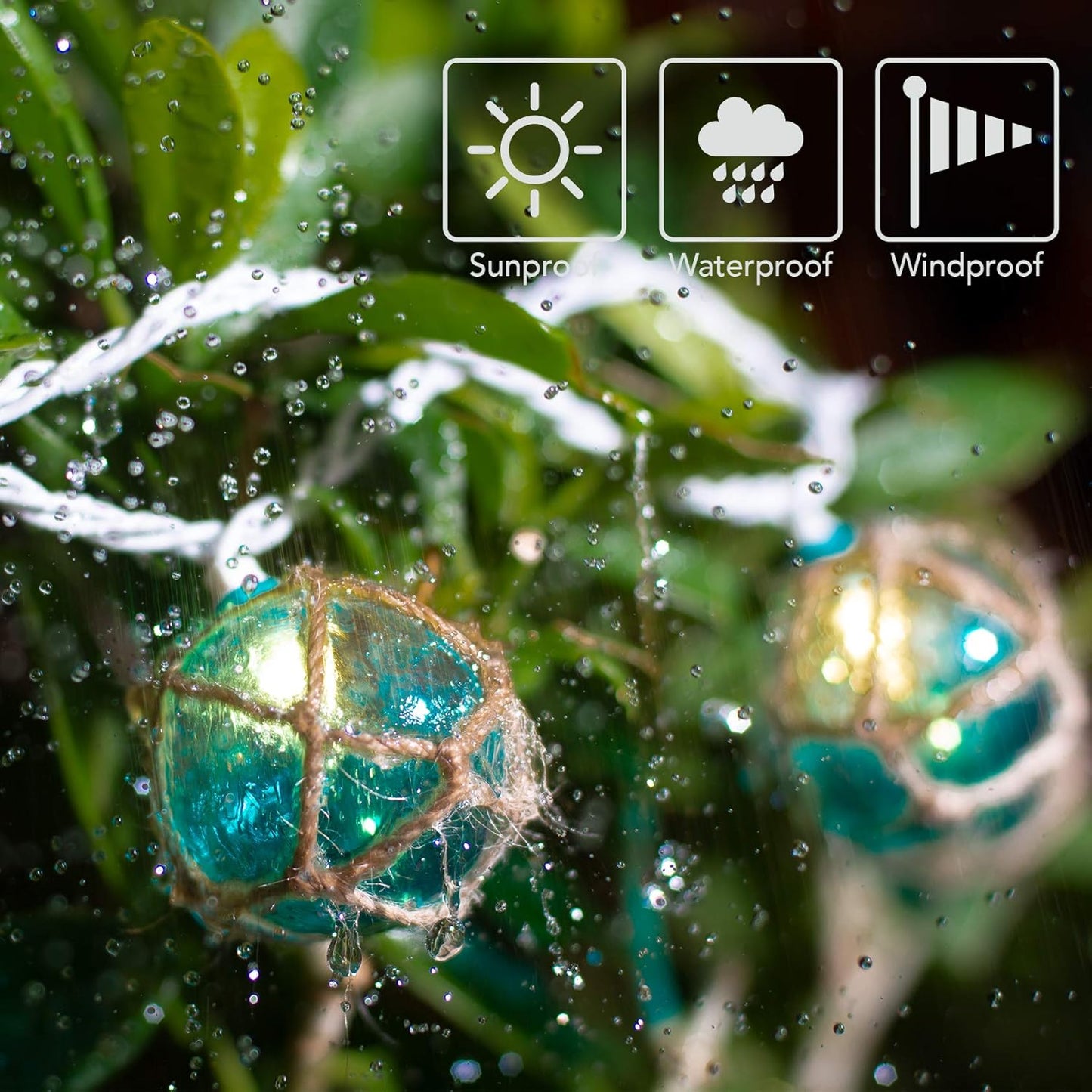 Nautical String Lights, Beach Theme Float Lights Set of 10 Blue G50 Beach String Lights for Ocean Themed Decor,Fishing Fairy Lights Adding Flare of Coast Room Decor