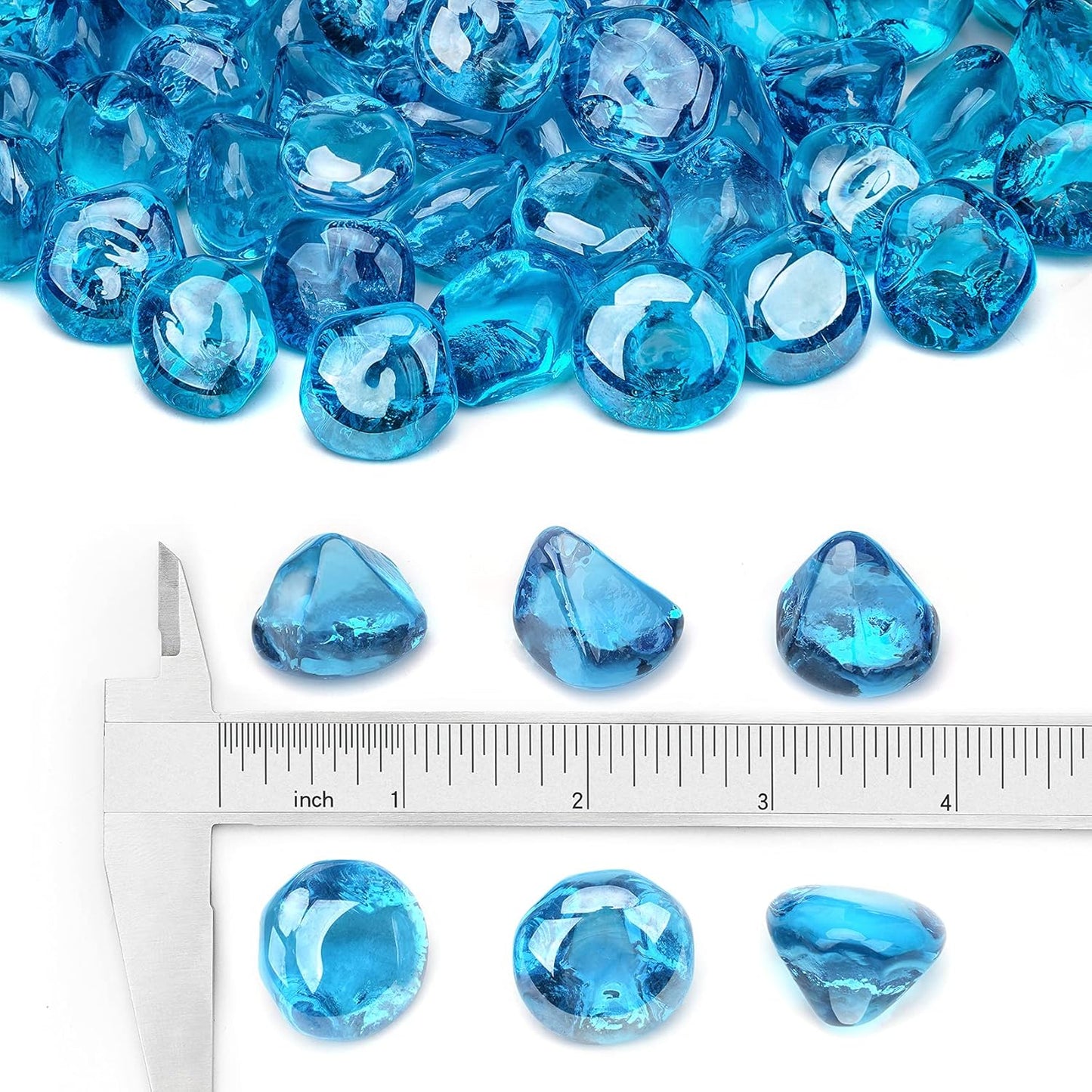 Stanbroil 10-Pound Fire Glass Diamonds - 1/2 inch Luster Fire Glass for Fireplace Fire Pit and Landscaping, Caribbean Blue Luster