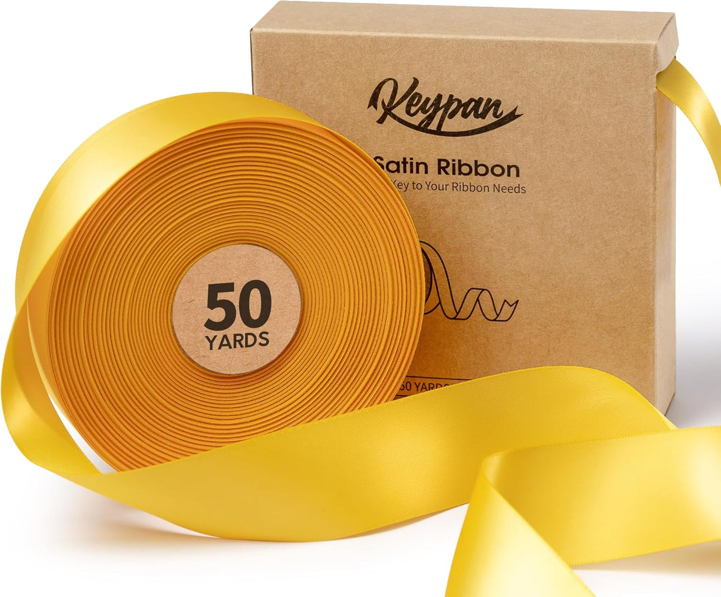 Yellow Ribbon 1-1/2 Inch x 50 Yards Double-Faced Satin Ribbons for Crafts Gift Wrapping Flower Bouquet Wedding Paper Holiday Decorating