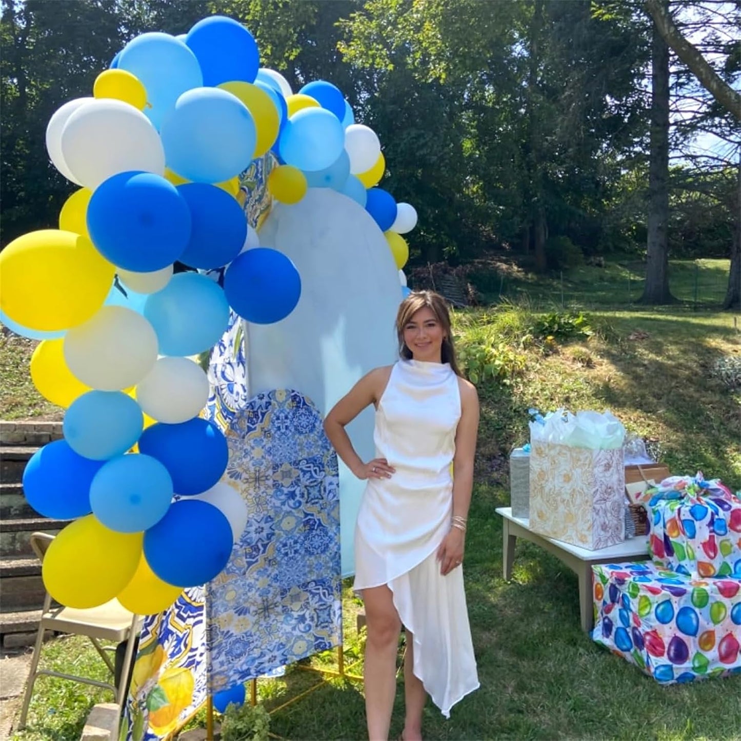 Blue and Yellow Balloons Set, 60Pcs 12 Inch Lemon Yellow Pastel Baby Sky Metallic Blue White Latex Balloons for Birthday Baby Bridal Shower Cartoon Party Deocrations Supplies