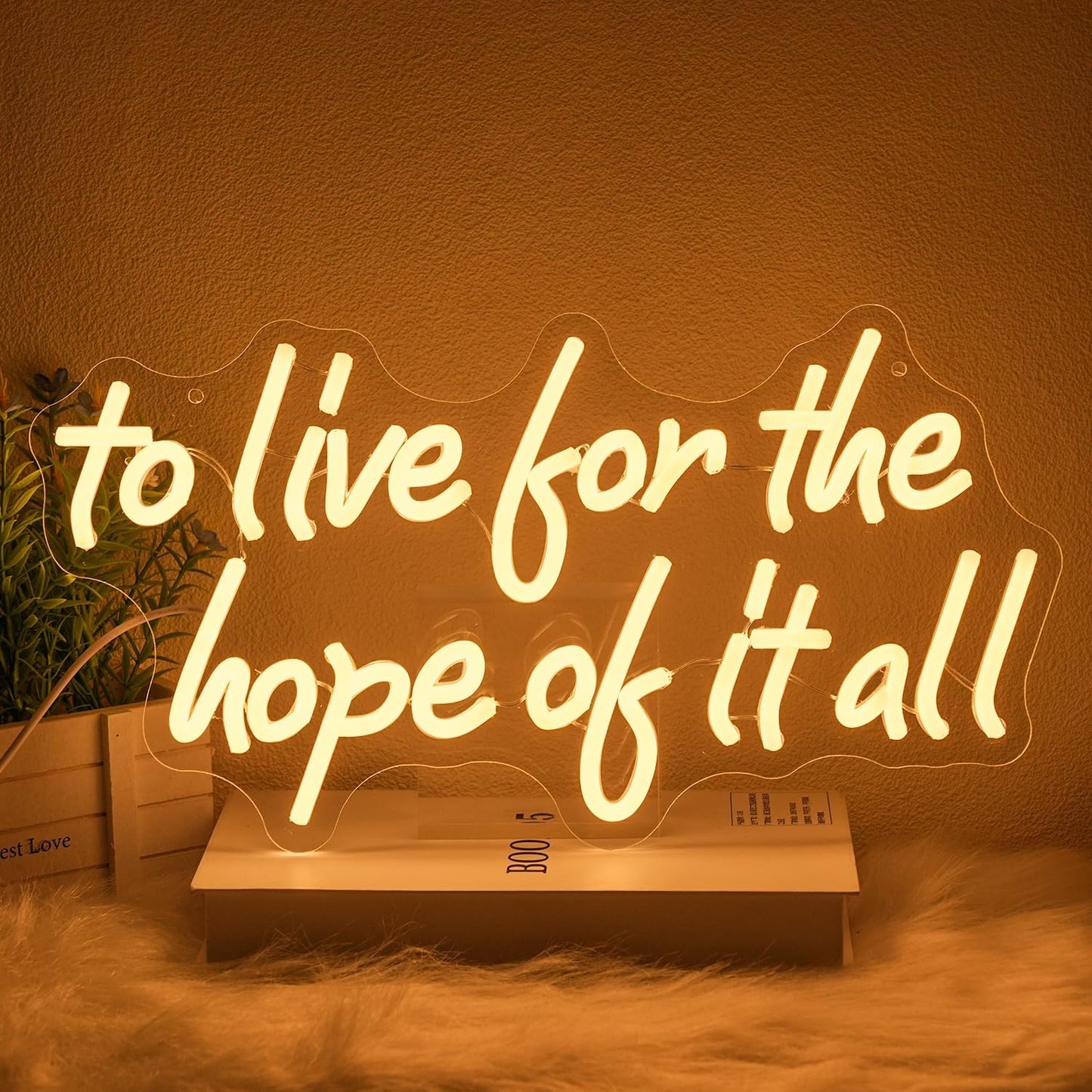 To Live For The Hope Of It All Neon Sign Letter Neon Light Warm White Led Neon Signs for Calssroom Hospital Bedroom Decoration