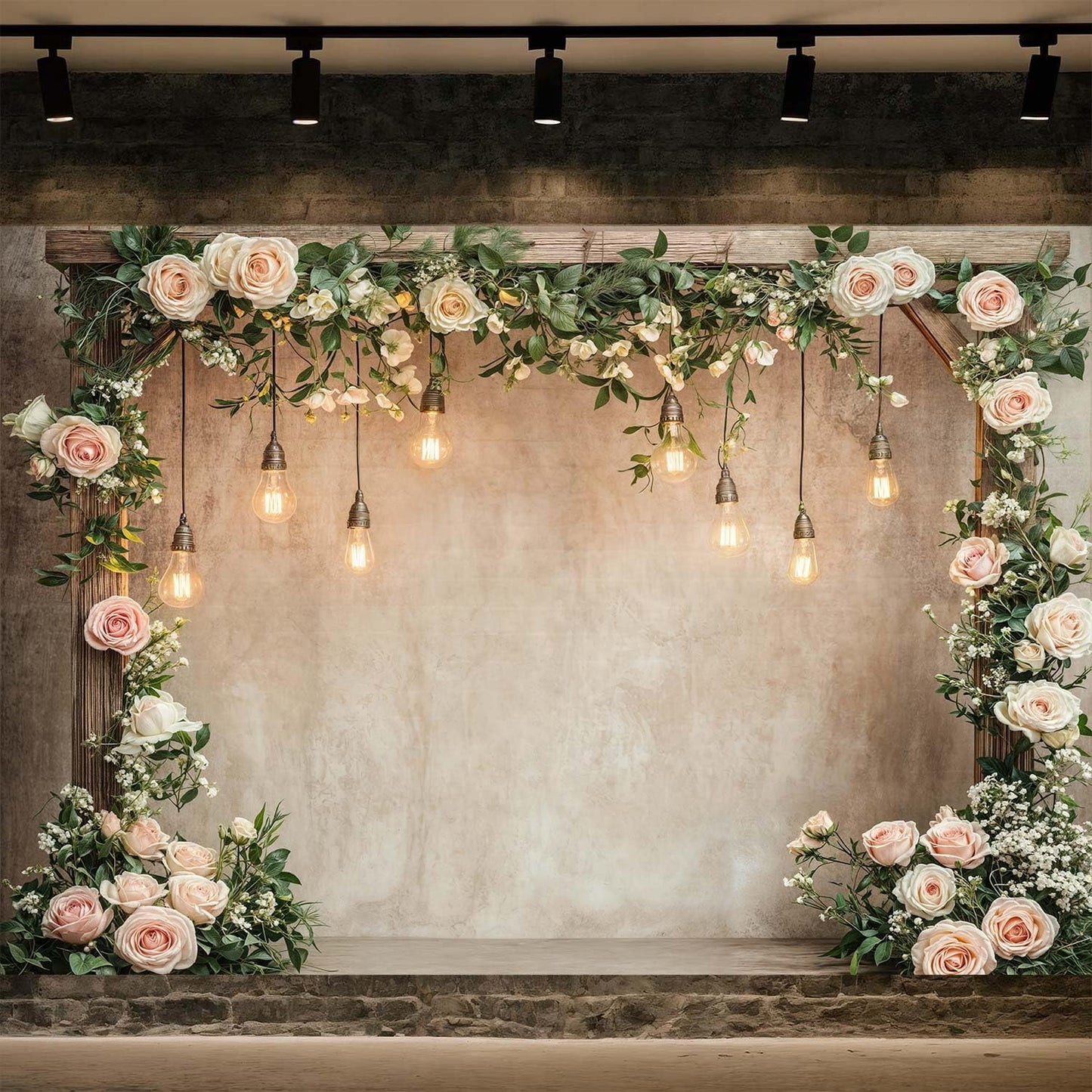 5x4ft Country Wedding Photography Backdrop Floral Rustic Roses Farmhouse Wooden Door Backdrop Pink Flower Birthday Baby Shower Wedding Bridal Party Banner Photo Booth Props Anniversary Background