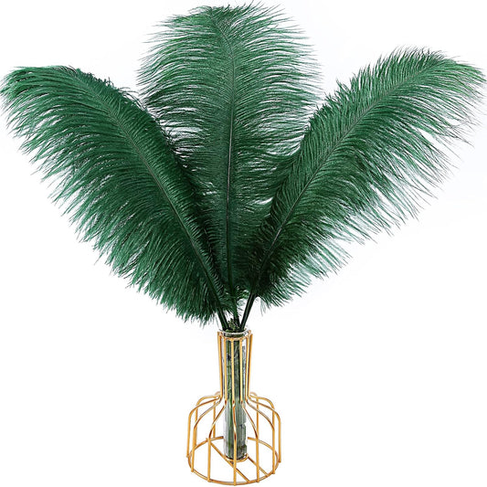 THARAHT Blackish Green Ostrich Feathers 12pcs Large Natural Bulk 16-18Inch 40cm-45cm for Wedding Party Centerpieces Mardi Gras Decoration Feather