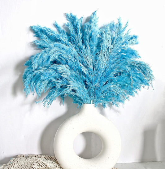 Blue Pampas Grass for Home Decor - Elegant Boho Decor - Premium Quality Pampas Grass Stems - Perfect for House, Nursery, Western, Wedding, Table, and Bohemian Decor (20PCS)